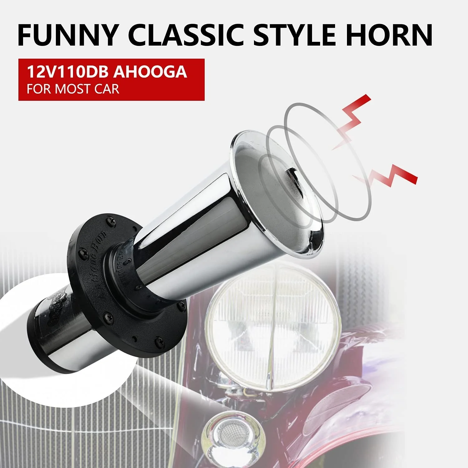 Vintage Classic Antique Air Horn Old School Style Chrome Ooga Ahooga Sound - Image 6