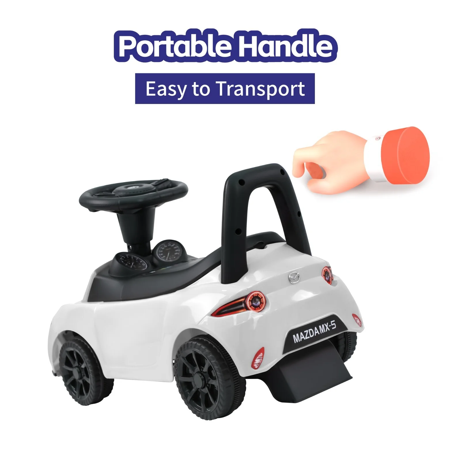 3-in-1 Ride-On Push Car Stroller Toy for Babies and Toddlers with Bluetooth and LED Lights - Image 5