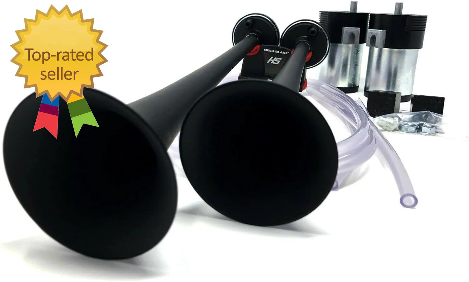 Mega Blast Air Horns for Trucks Cars SUVs Train Sound Extremely Loud Black