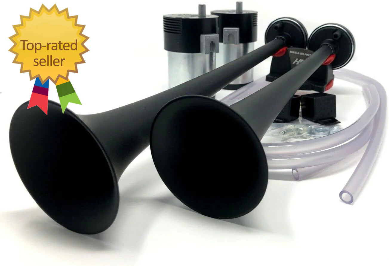Mega Blast Air Horns for Trucks Cars SUVs Train Sound Extremely Loud Black - Image 2