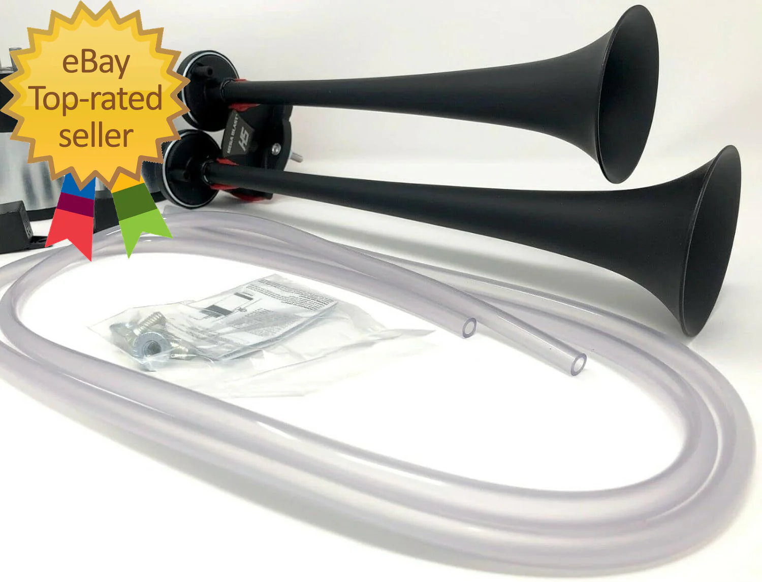 Mega Blast Air Horns for Trucks, Cars, SUVs, and Trains – Loud Black Sound - Image 3
