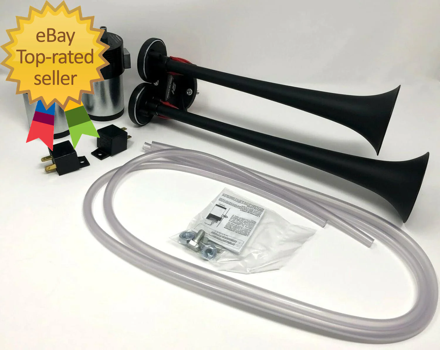 Mega Blast Air Horns for Trucks, Cars, SUVs, and Trains – Loud Black Sound - Image 4