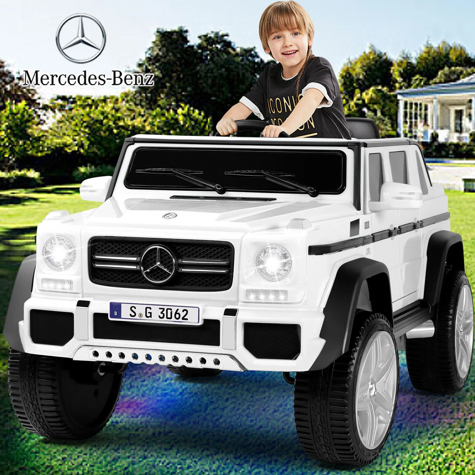Mercedes-Benz 12V Kids Ride On Car with Music, LED Lights, Bluetooth, and Remote Control - Image 2