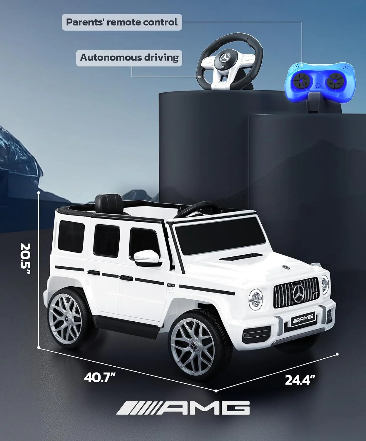 Mercedes-Benz AMG G63 Electric Kids Ride-On Car in White - Image 3
