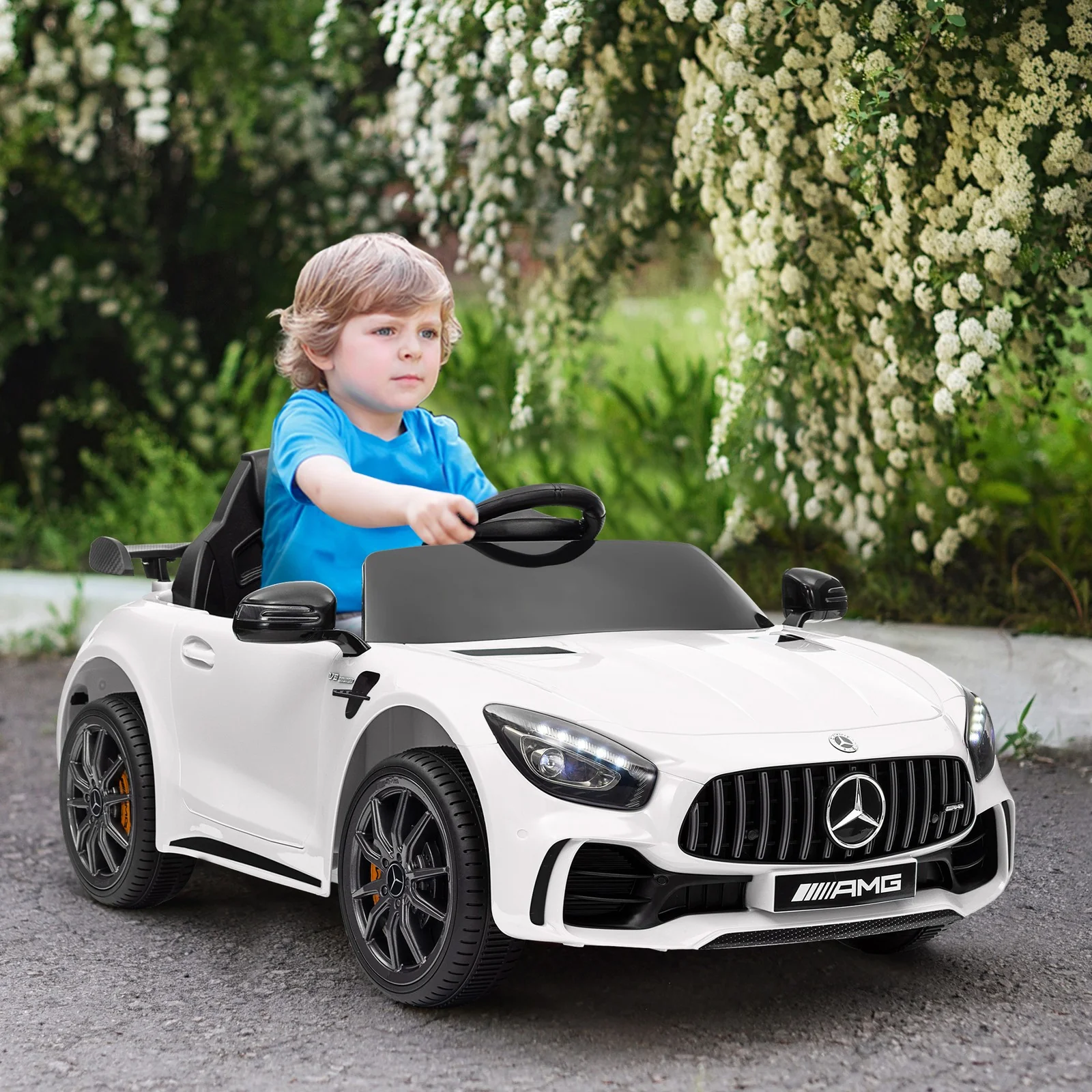 Licensed Mercedes-Benz AMG GTR 12V Kids Ride-On Car with Remote Control and Music - Image 9