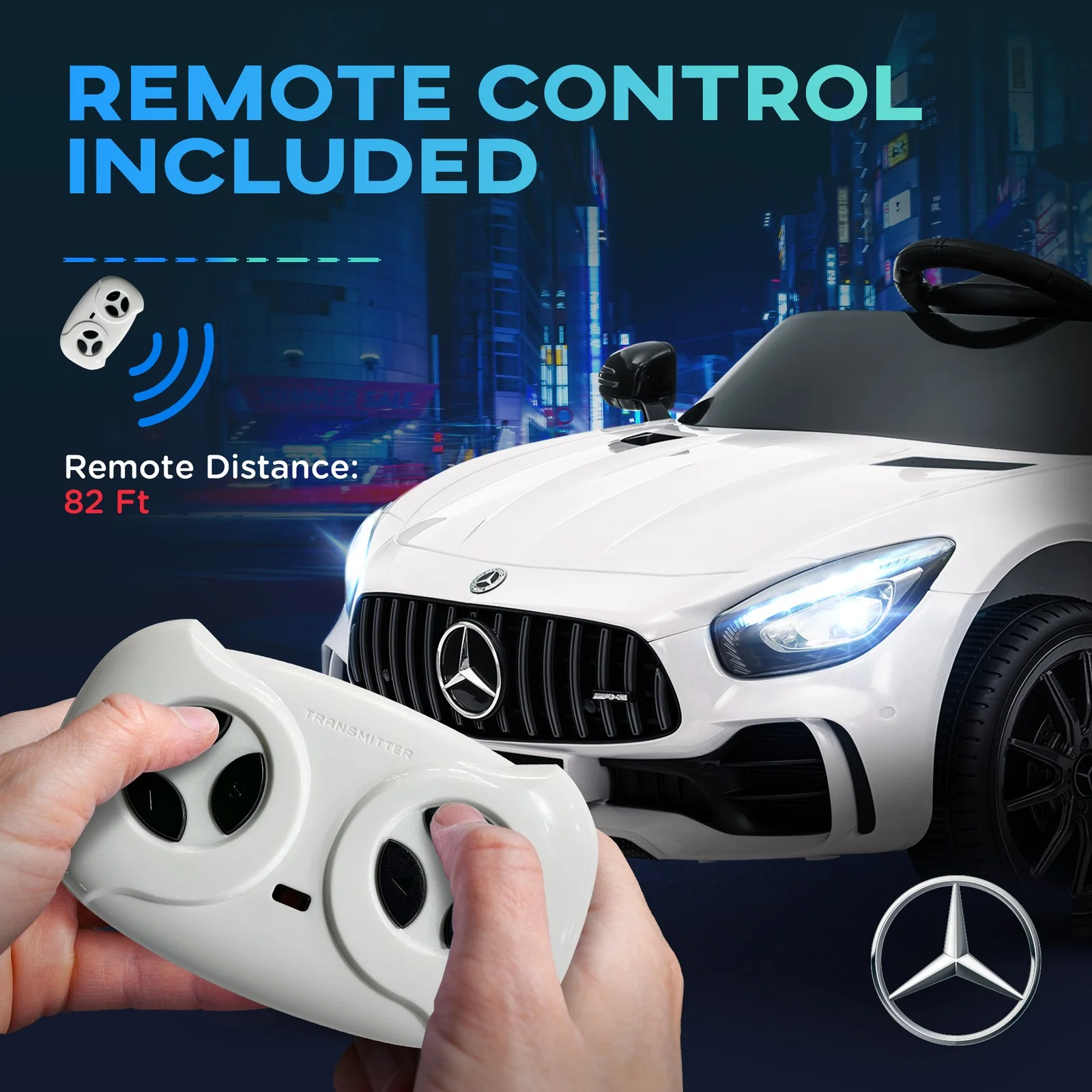 Licensed Mercedes-Benz AMG GTR 12V Kids Ride-On Car with Remote Control and Music - Image 8