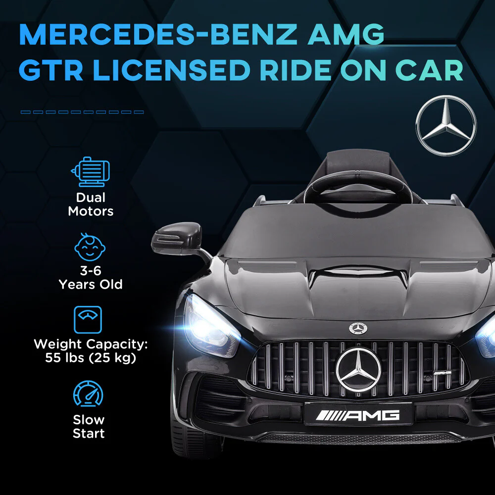 Licensed 12V Kids Ride-On Car with Remote Control - Mercedes-Benz AMG GTR - Image 5