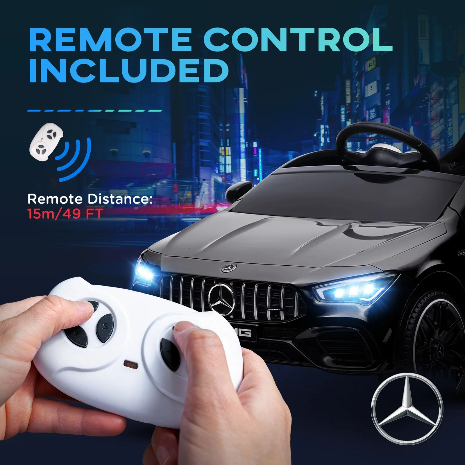 12V Licensed Mercedes-Benz AMG Kids Ride-On Car with Remote Control Black - Image 10