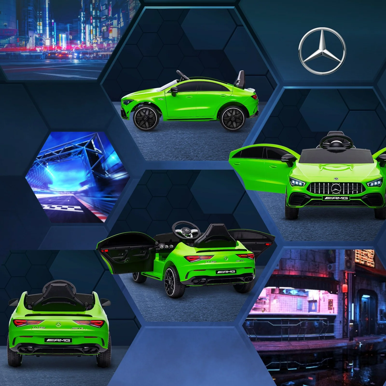 Licensed Mercedes-Benz AMG 12V Kids Ride-On Car with Remote Control Green - Image 11