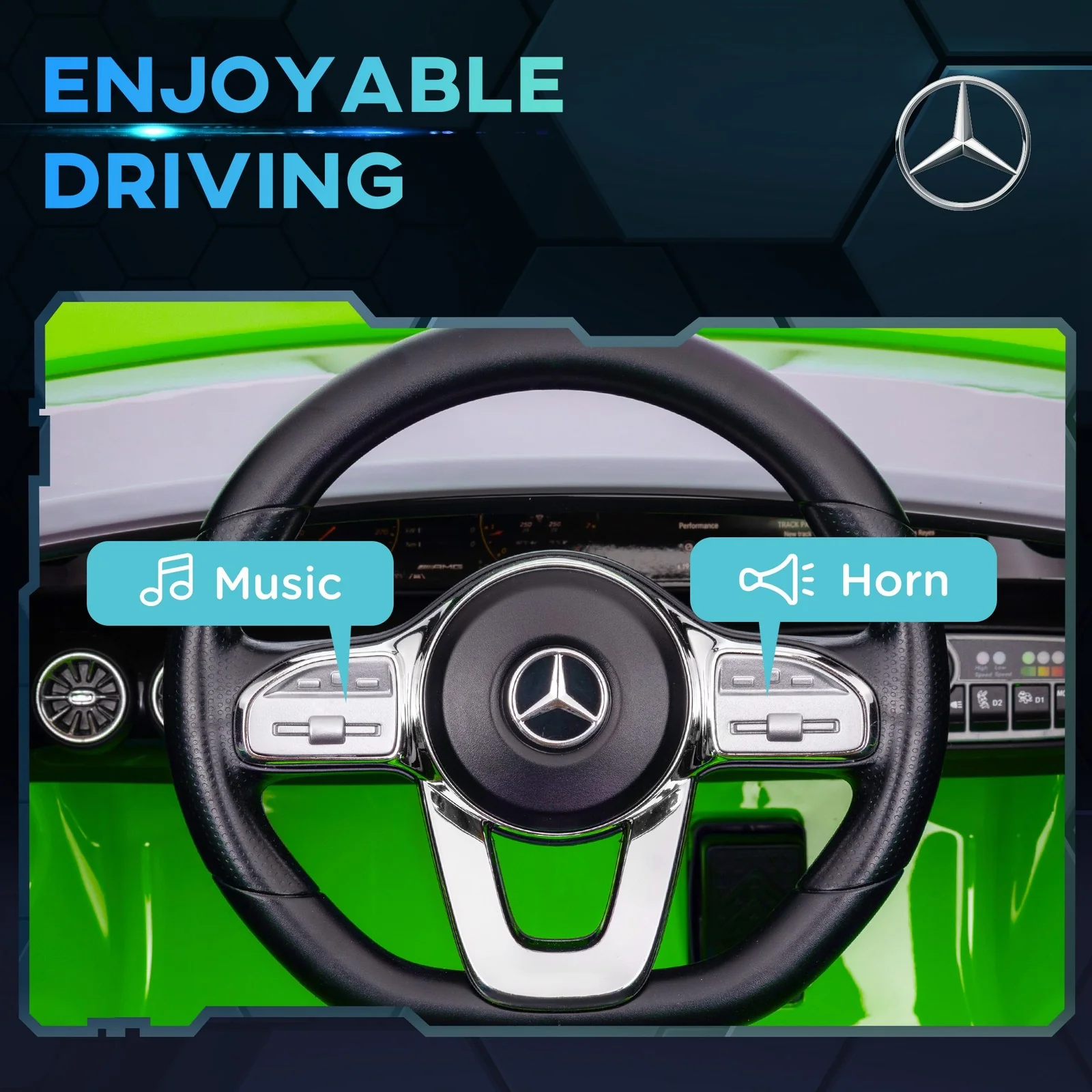 Licensed Mercedes-Benz AMG 12V Kids Ride-On Car with Remote Control Green - Image 7