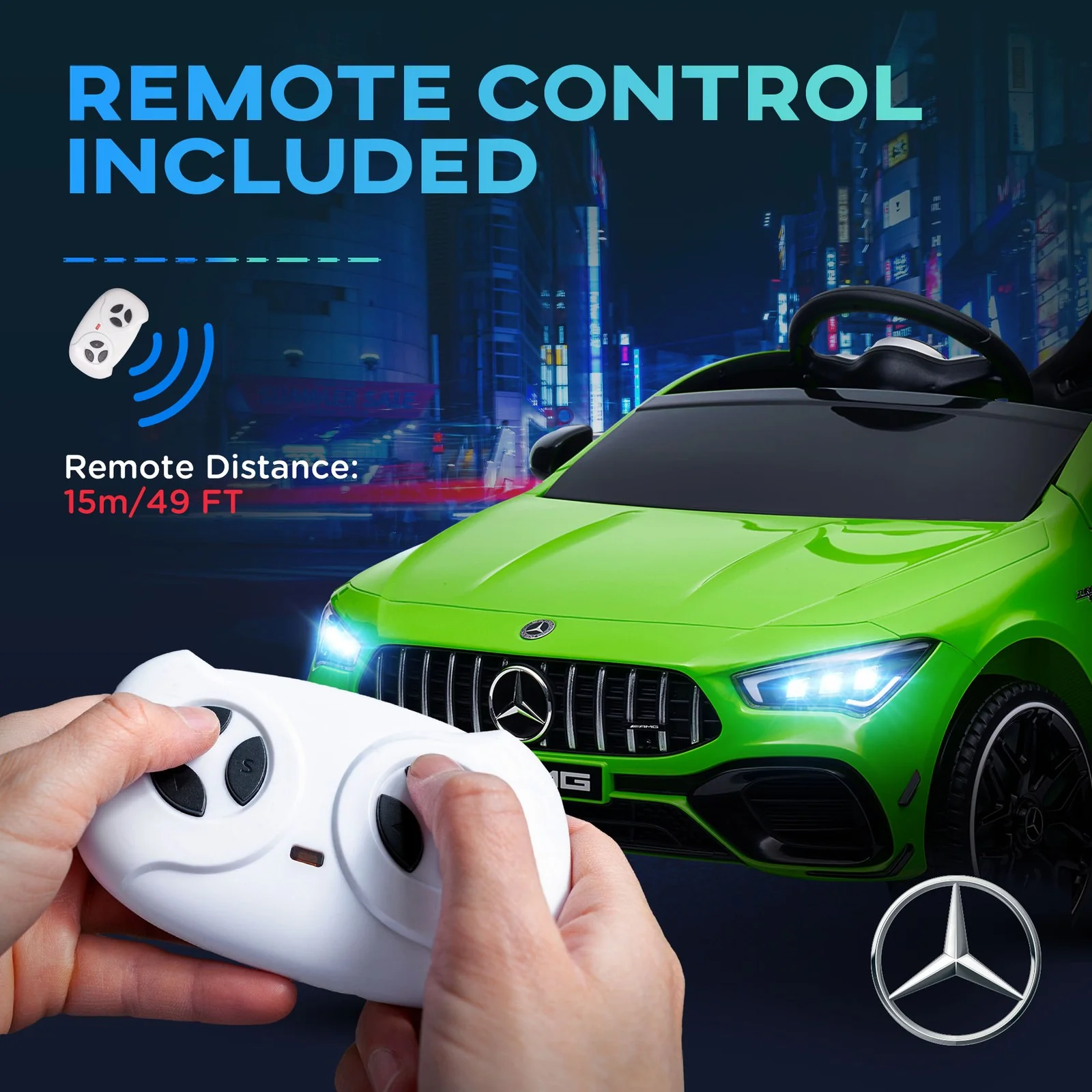 Licensed Mercedes-Benz AMG 12V Kids Ride-On Car with Remote Control Green - Image 10