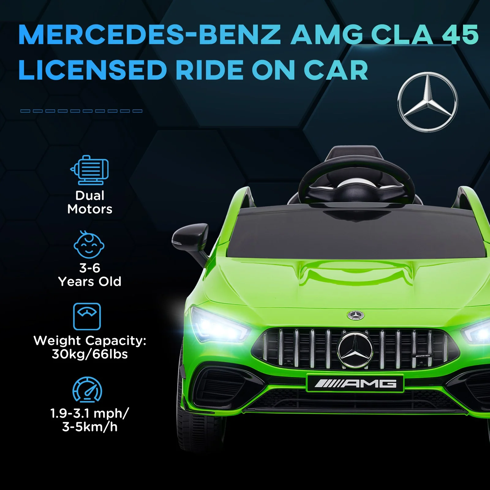 Licensed Mercedes-Benz AMG 12V Kids Ride-On Car with Remote Control Green - Image 5