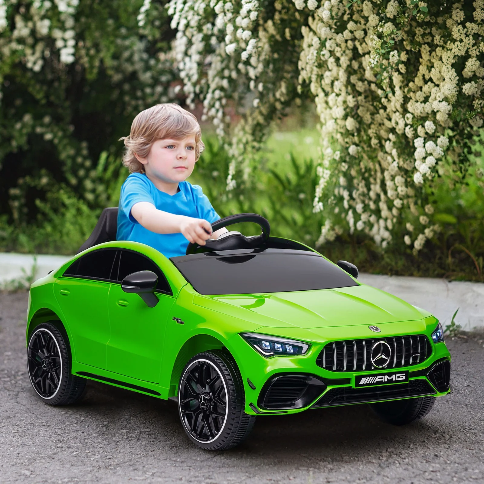 Licensed Mercedes-Benz AMG 12V Kids Ride-On Car with Remote Control Green - Image 9