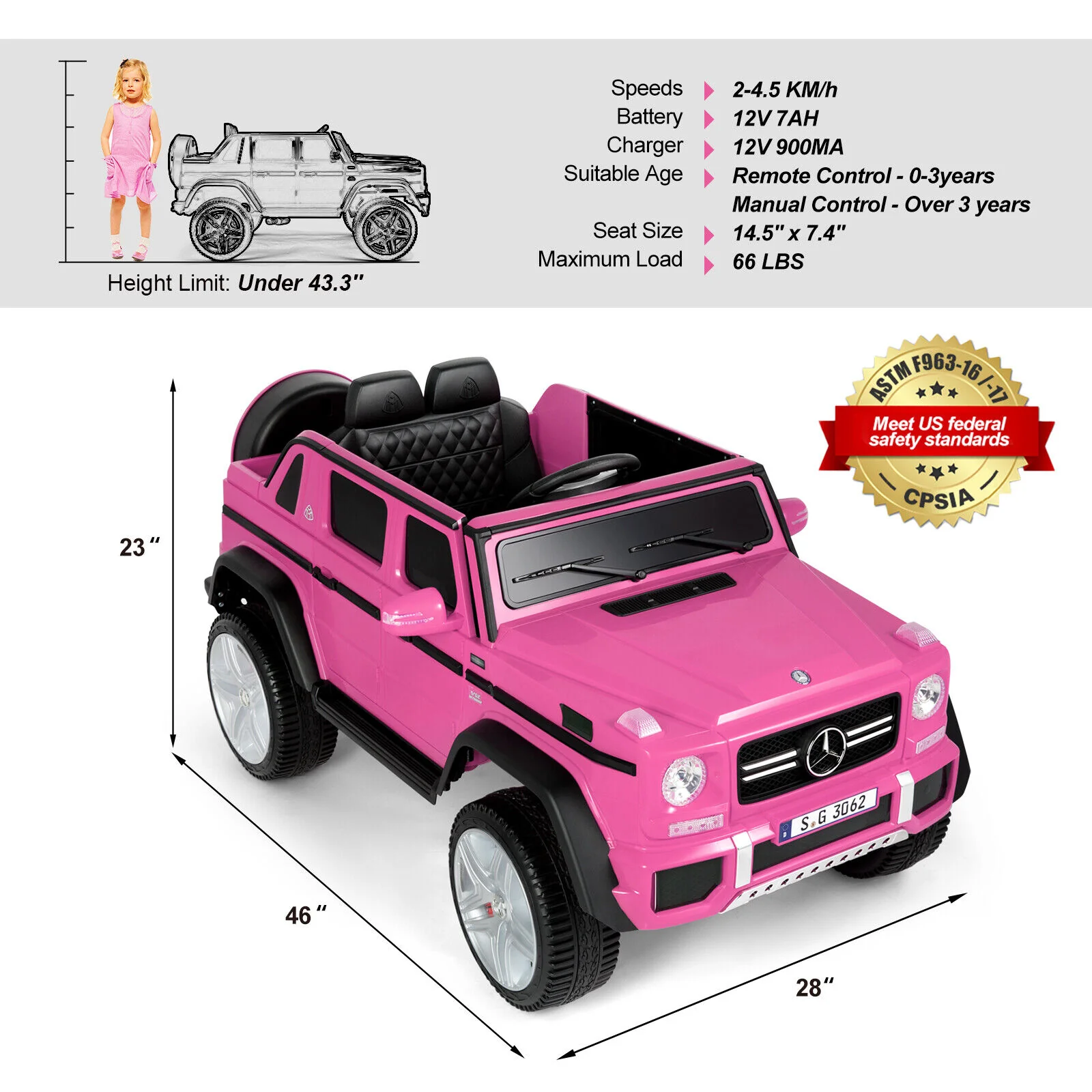 Mercedes-Benz Electric Ride On Car for Kids - 3 Speeds, LED Lights, Bluetooth, and Remote Control - Image 3