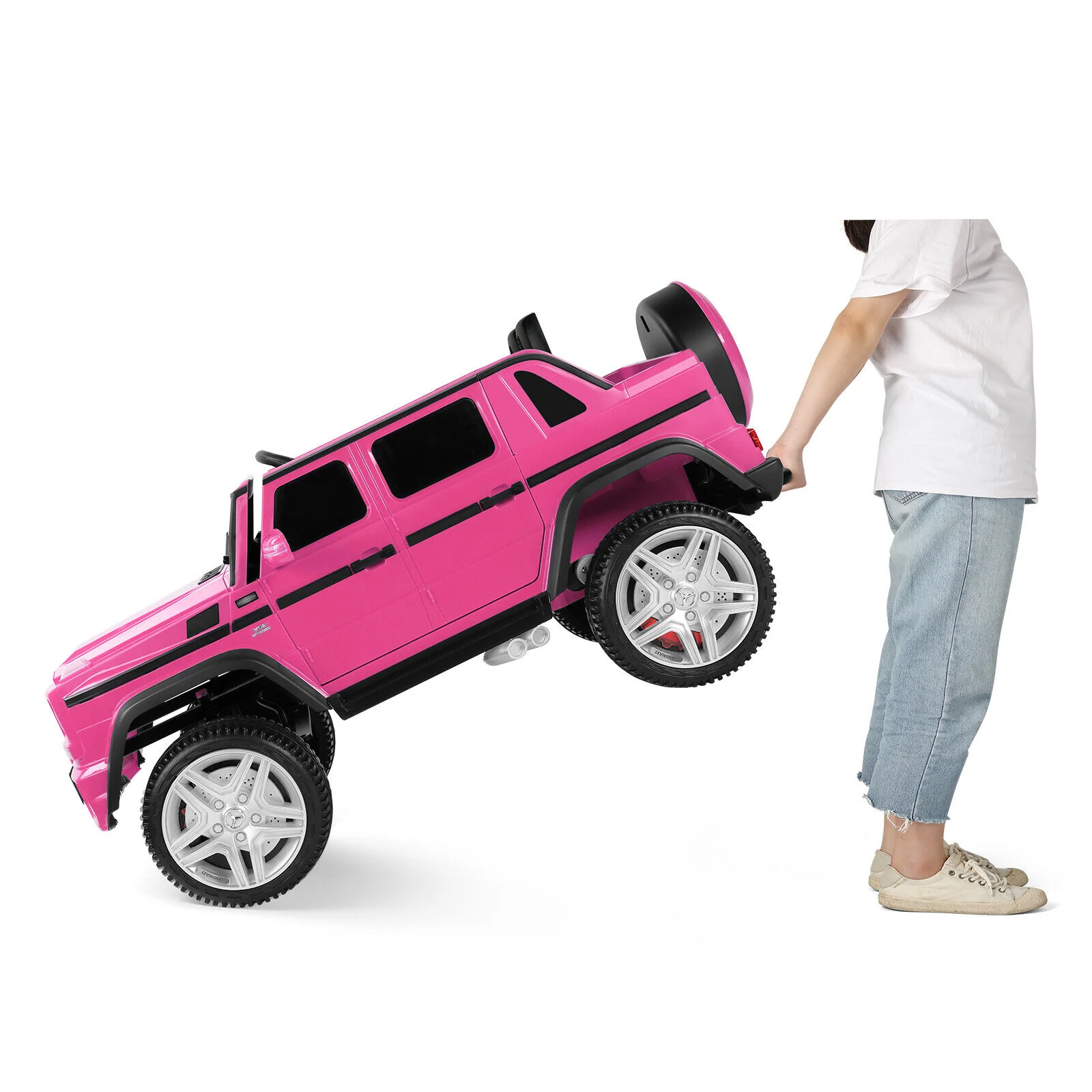 Mercedes-Benz Electric Ride-On Car for Kids with 3 Speeds, LED Lights, and RC Control - Pink - Image 24