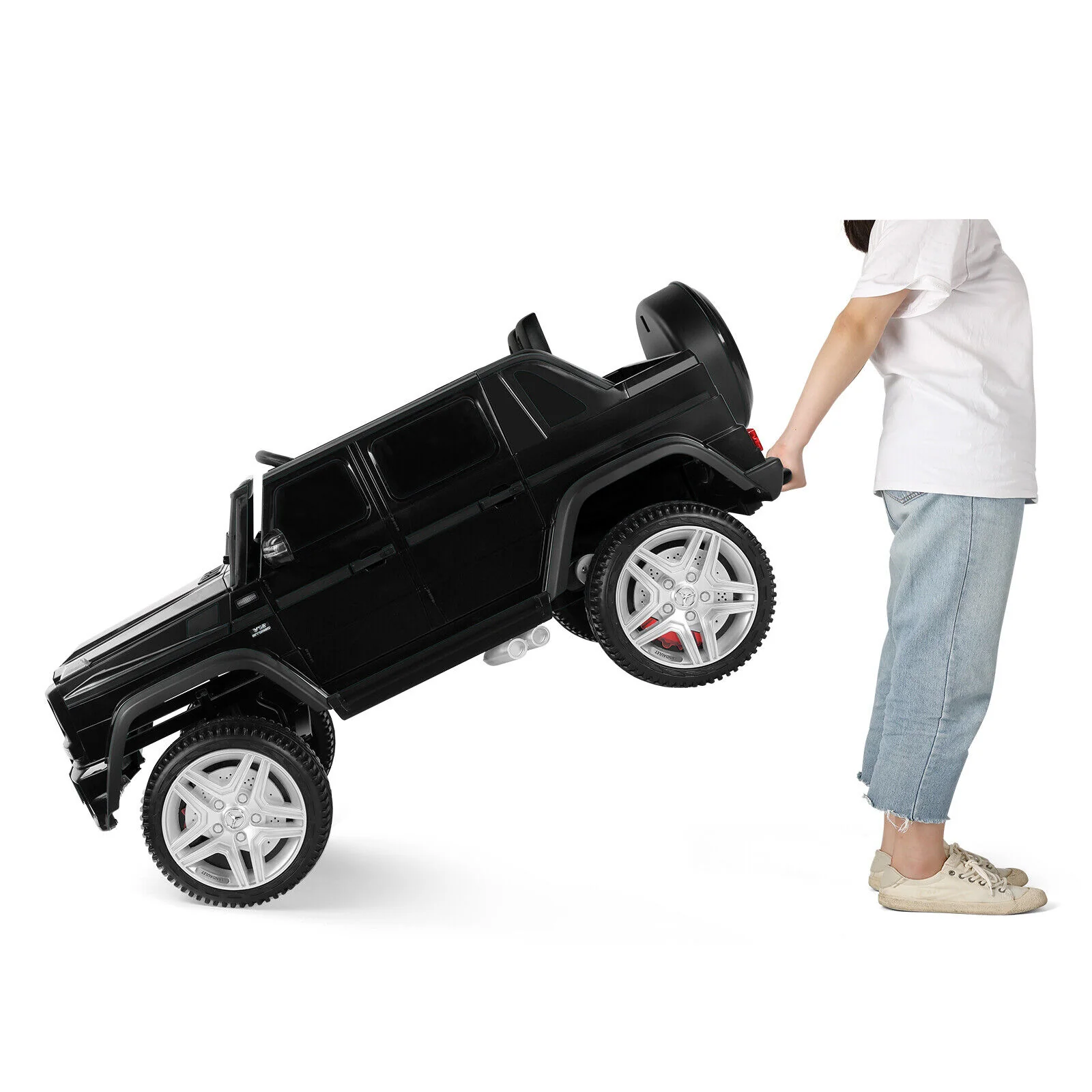 Mercedes-Benz Electric Ride-On Car for Kids with 3 Speeds, LED Lights, and Remote Control - Black - Image 15