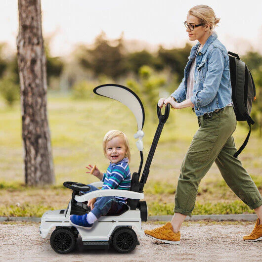 Mercedes Benz G350 3-in-1 Push Car: Stroller, Sliding Car, and Canopy in White - Image 2