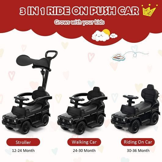 Mercedes Benz G350 3-in-1 Push Car with Canopy - Stroller and Sliding Car Combo - Image 5