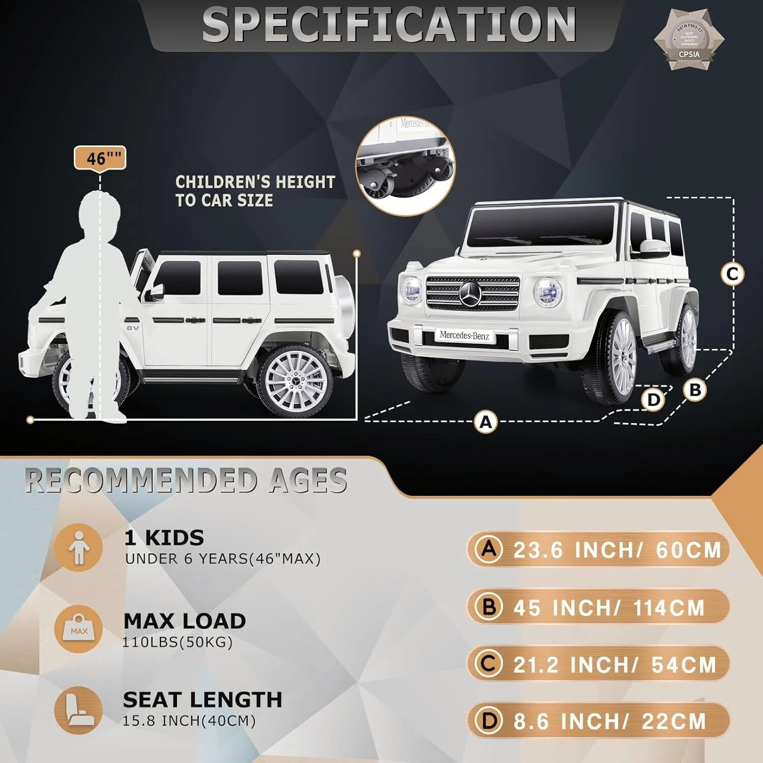 Mercedes-Benz G500 12V Electric Kids 4WD Ride on Car with Remote Control - Officially Licensed - Image 7