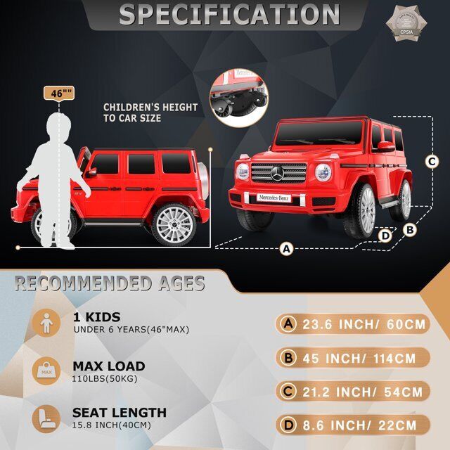 Mercedes-Benz G500 12V Electric Ride-On Car for Kids - Officially Licensed Motorized Toy - Image 38