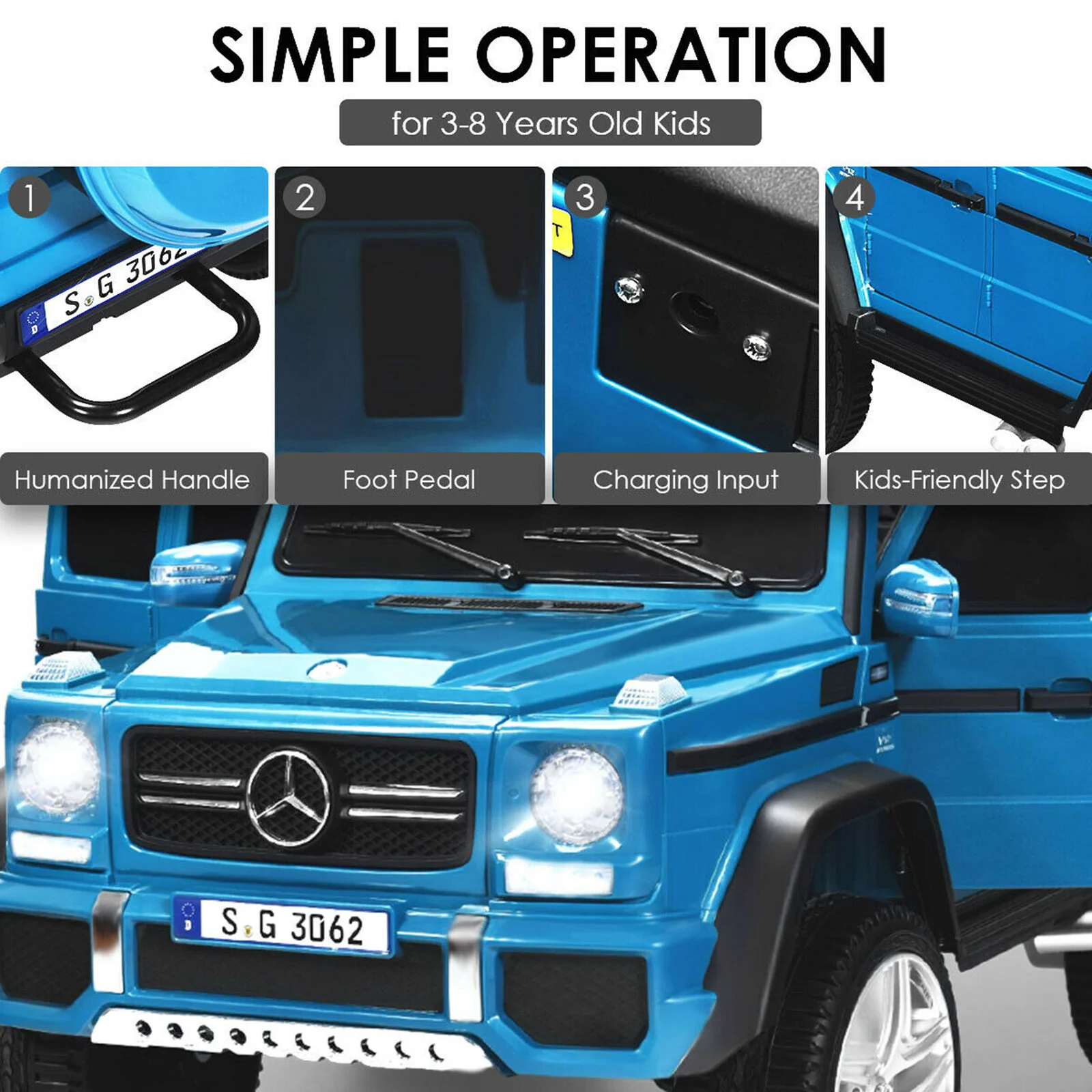 Mercedes-Benz Kids Ride On Car with RC Control and Trunk - 12V Navy - Image 9
