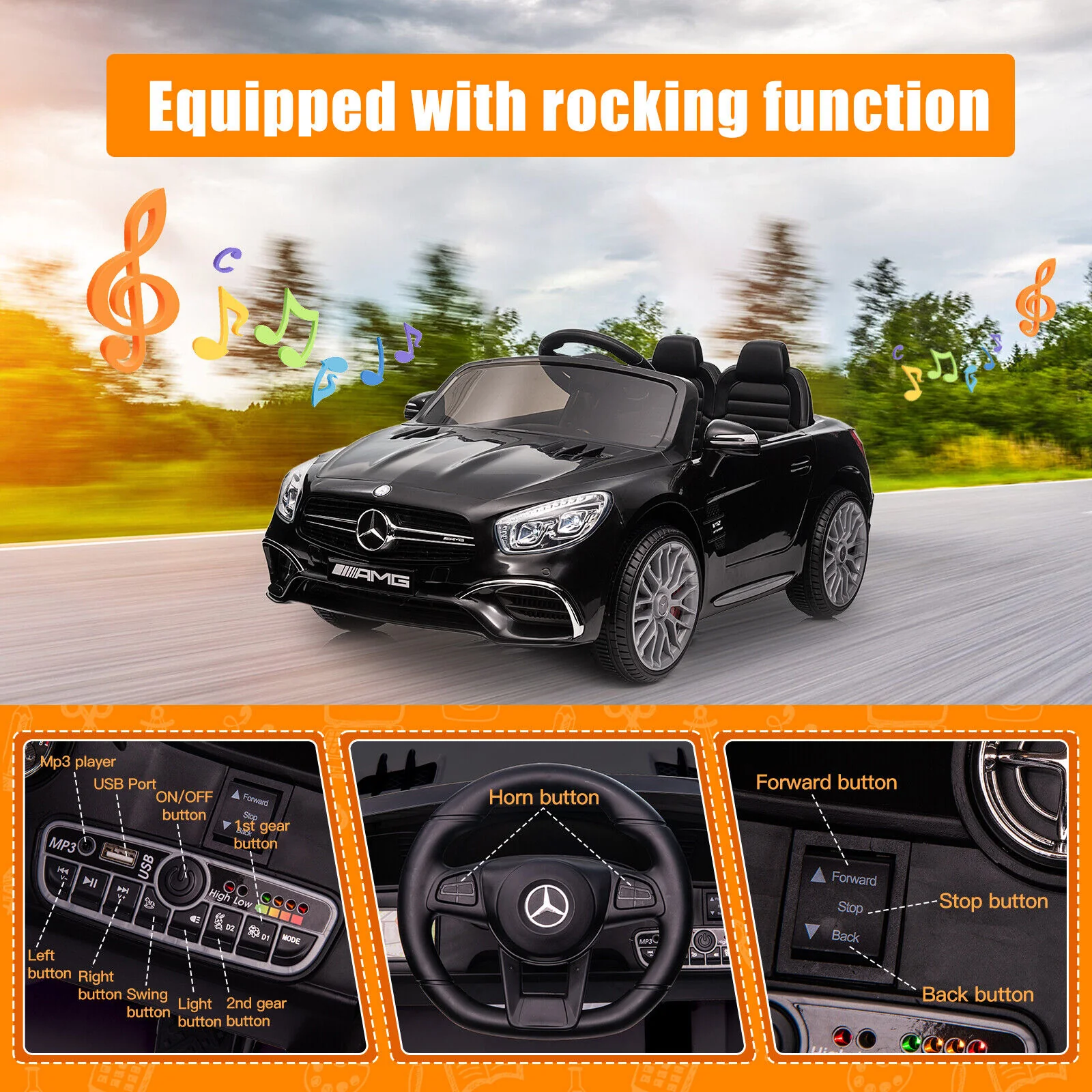 Mercedes-Benz Licensed 12V Electric Ride-On Car for Kids with Remote Control and MP3 Compatibility - Image 16