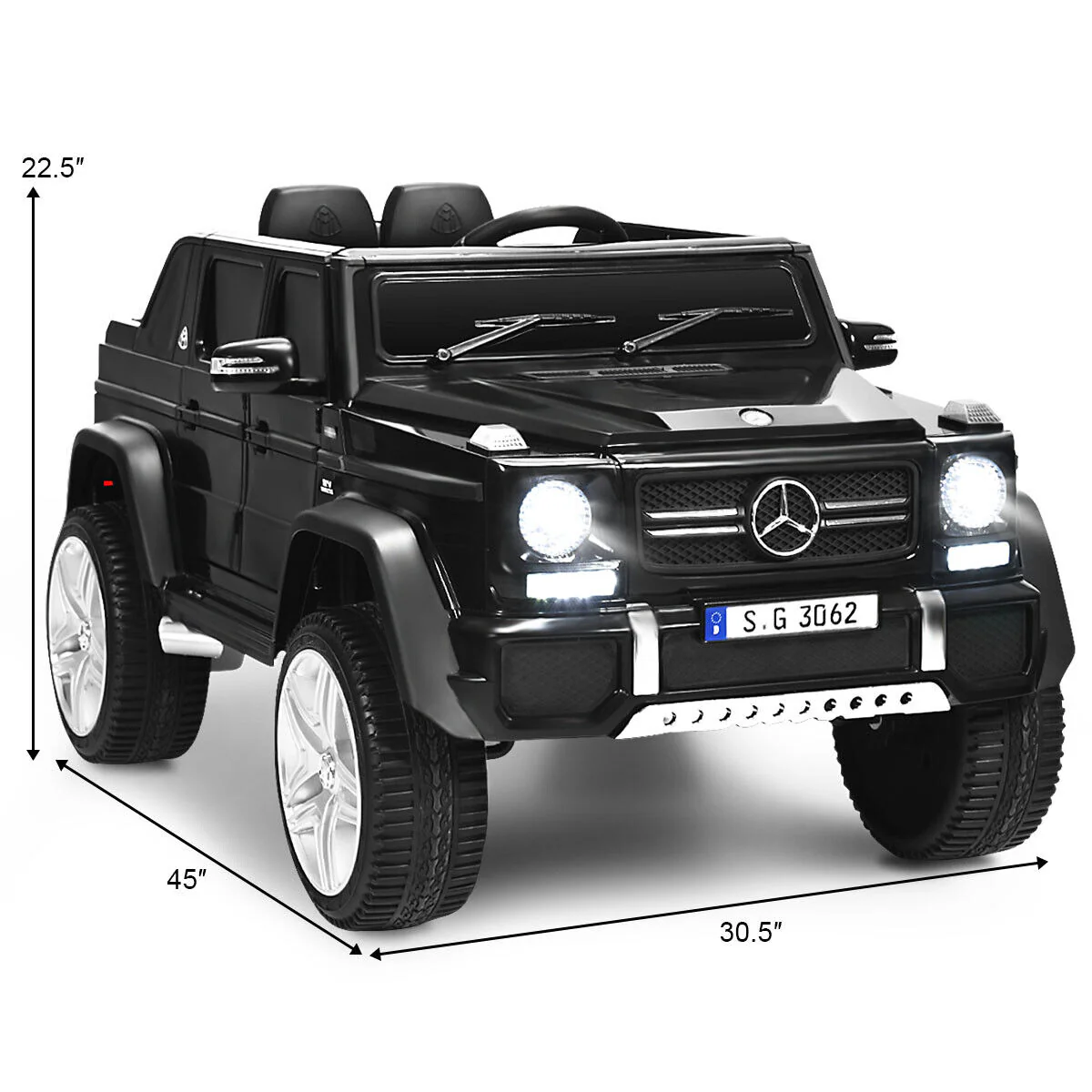 Mercedes-Benz Licensed 12V Kids Ride On Car with RC Control and Trunk in Black - Image 2
