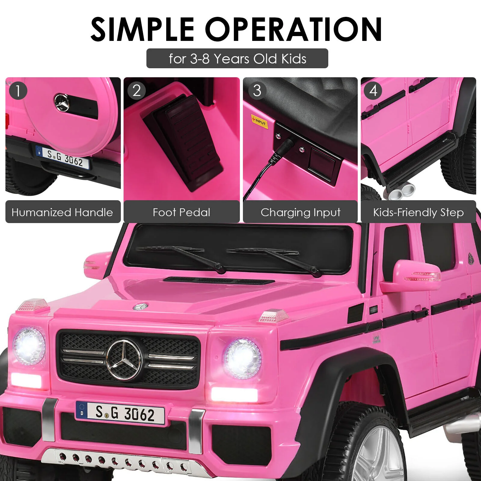 Mercedes-Benz Licensed 12V Pink Ride On Car for Kids with RC Control and Trunk - Image 10