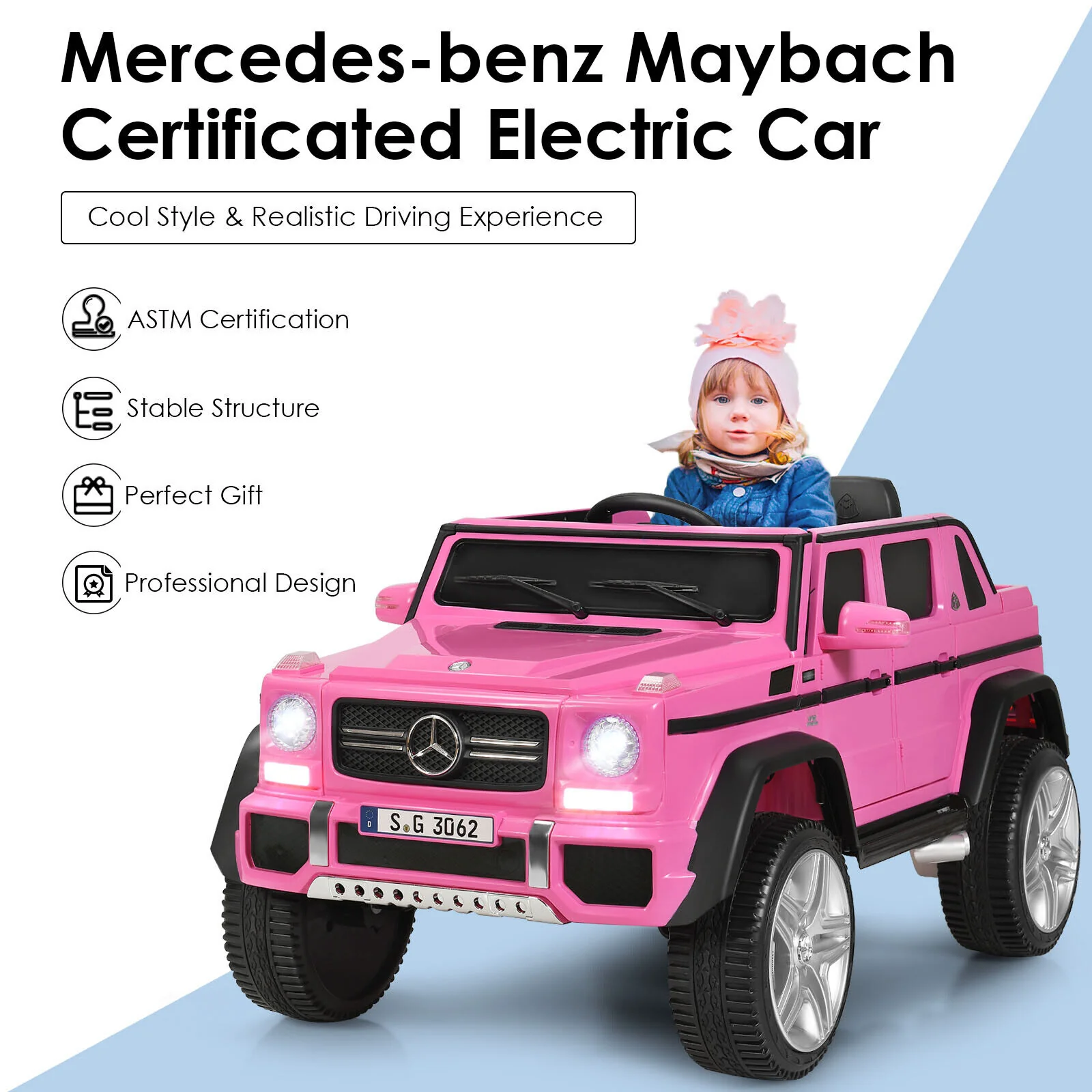 Mercedes-Benz Licensed 12V Pink Ride On Car for Kids with RC Control and Trunk - Image 7