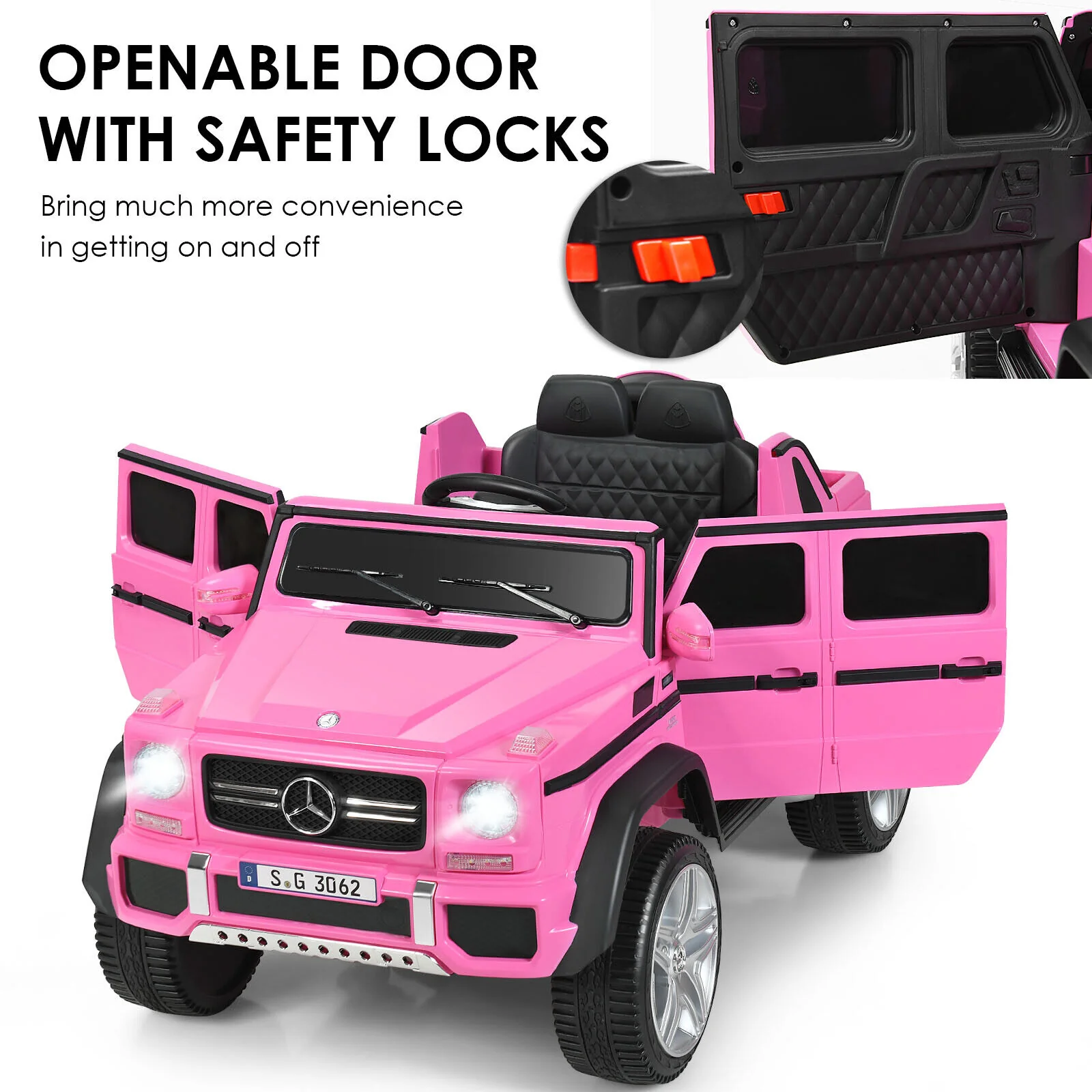 Mercedes-Benz Licensed 12V Pink Ride On Car for Kids with RC Control and Trunk - Image 8