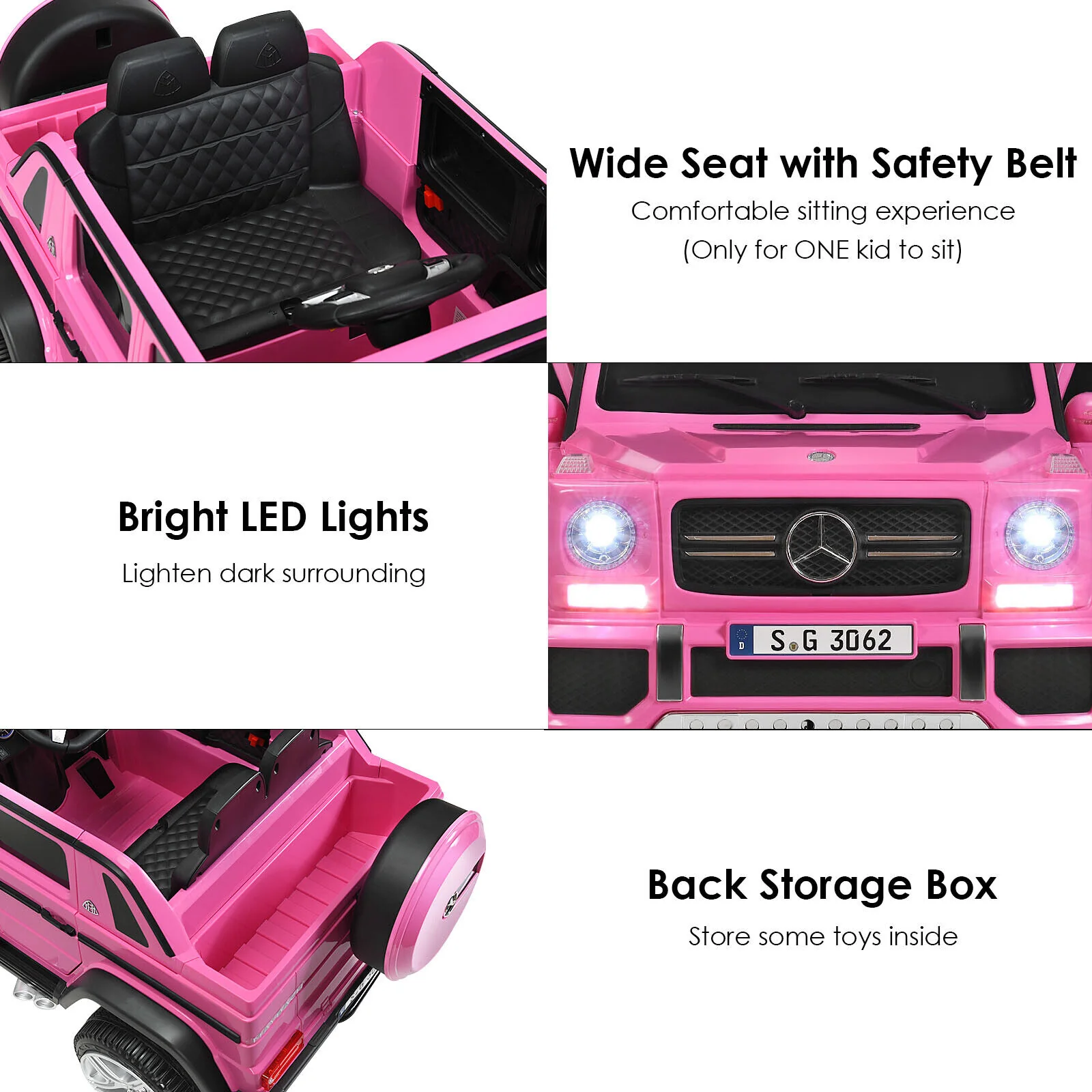 Mercedes-Benz Licensed 12V Pink Ride On Car for Kids with RC Control and Trunk - Image 9