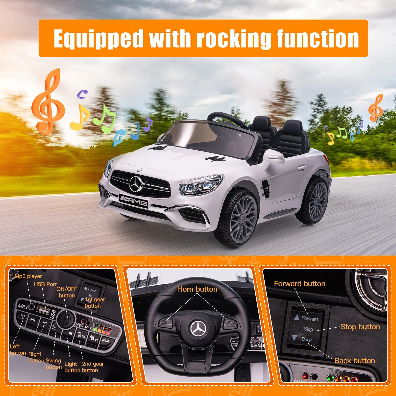 Mercedes-Benz Licensed Electric Kids Ride-On Car - 12V Battery Powered Vehicle - Image 6