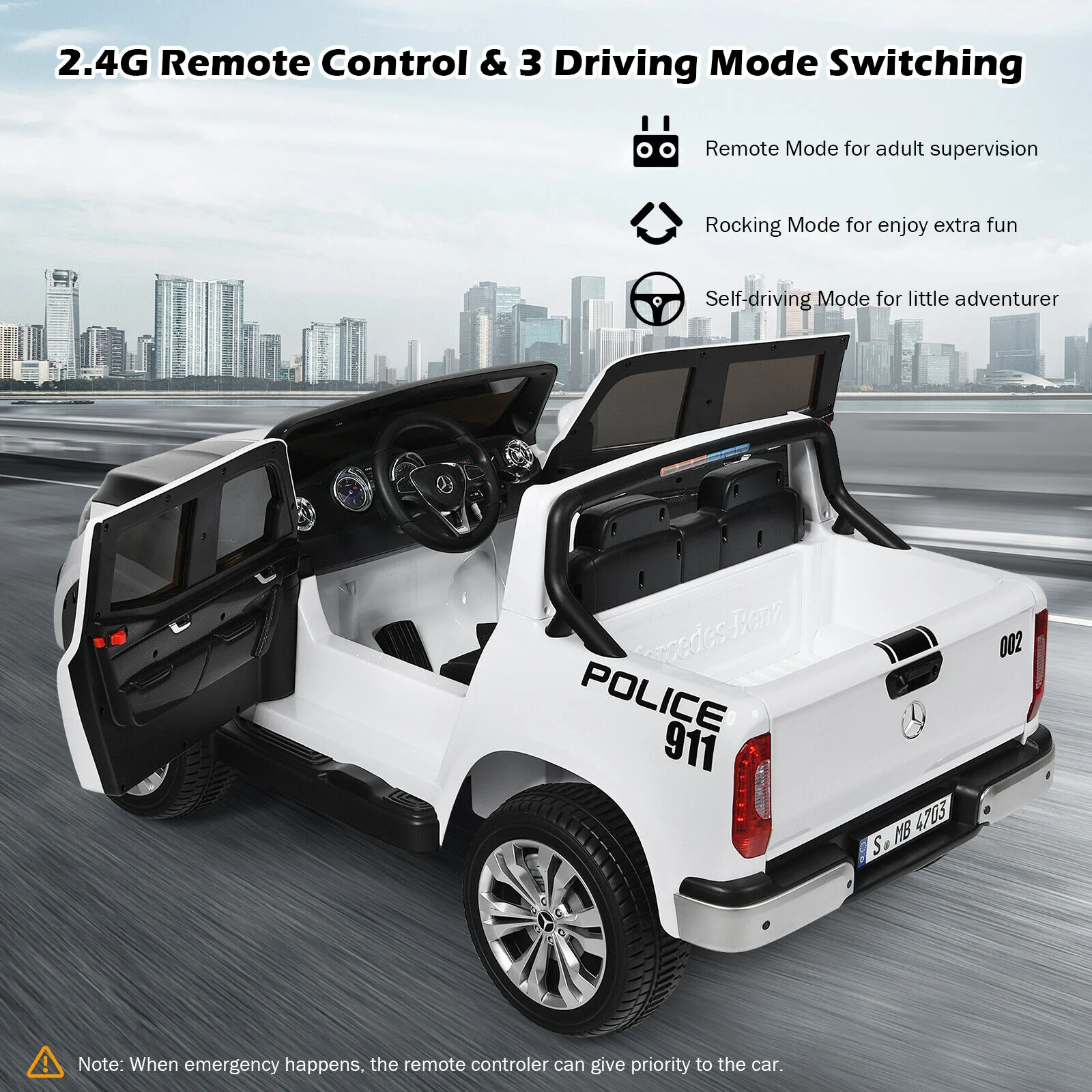 Mercedes Benz Licensed X Class RC 2-Seater 12V Kids Ride On Car with Trunk - Image 8