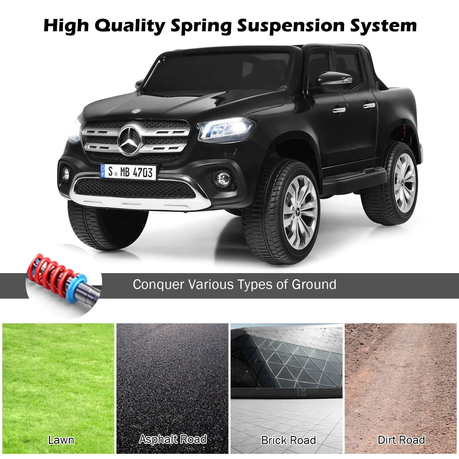 Mercedes Benz Licensed X Class RC 2-Seater 12V Kids Ride On Car with Trunk in Black - Image 6