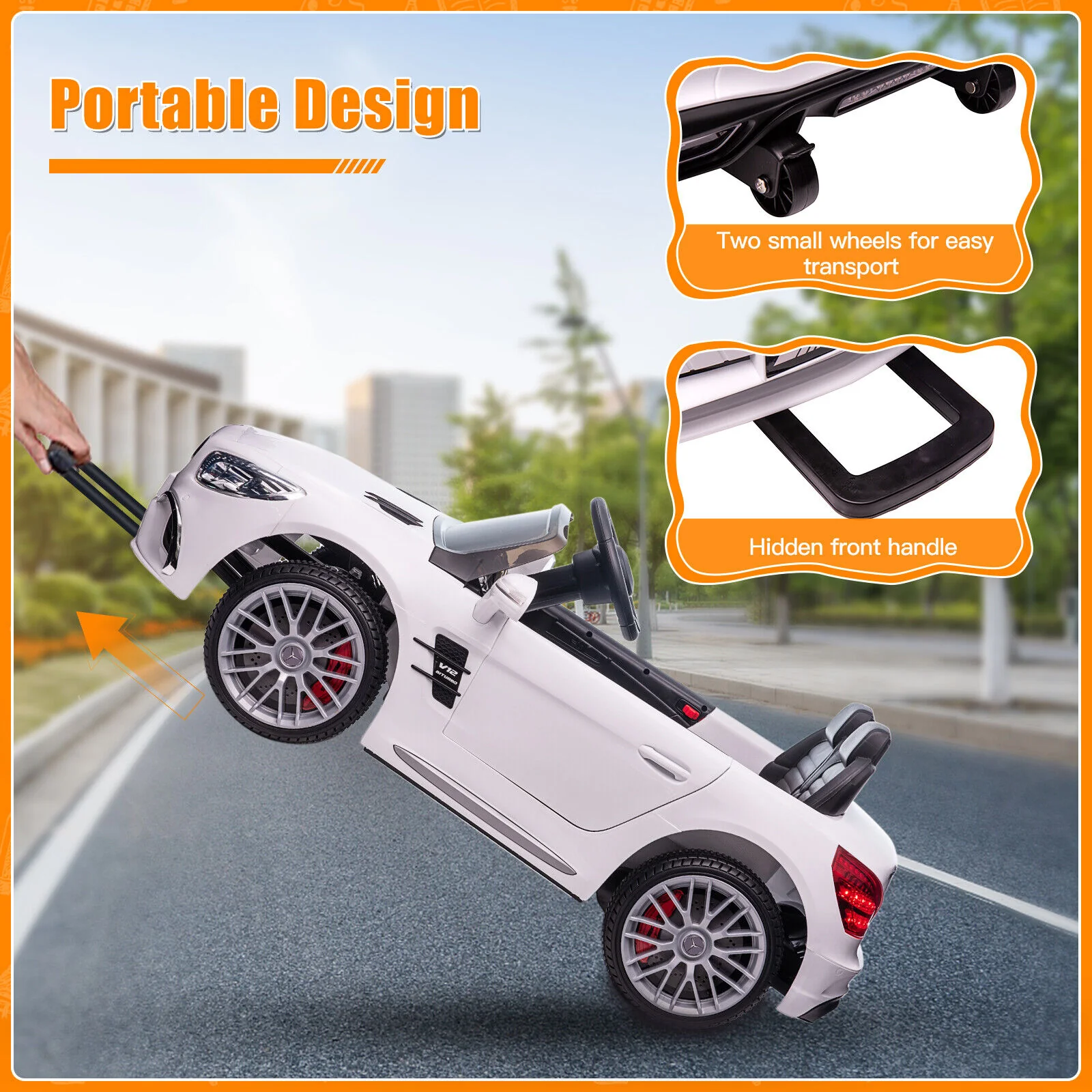 Mercedes Benz SL65 12V Kids Electric Ride-On Car - White with Remote Control and Mp3 Player - Image 5