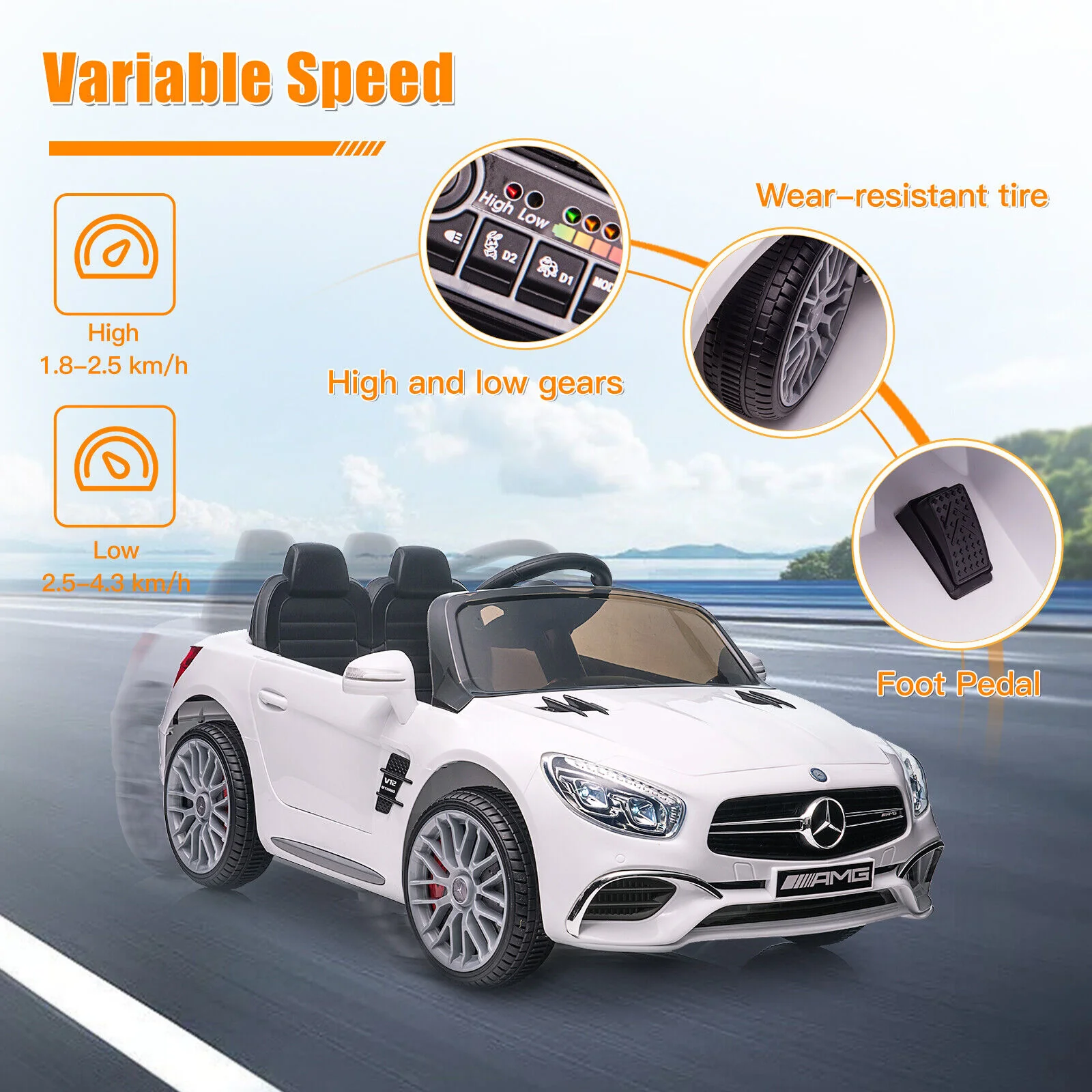 Mercedes-Benz SL65 Licensed Electric Ride-On Car for Kids with Parental Remote Control - 12V - Image 6