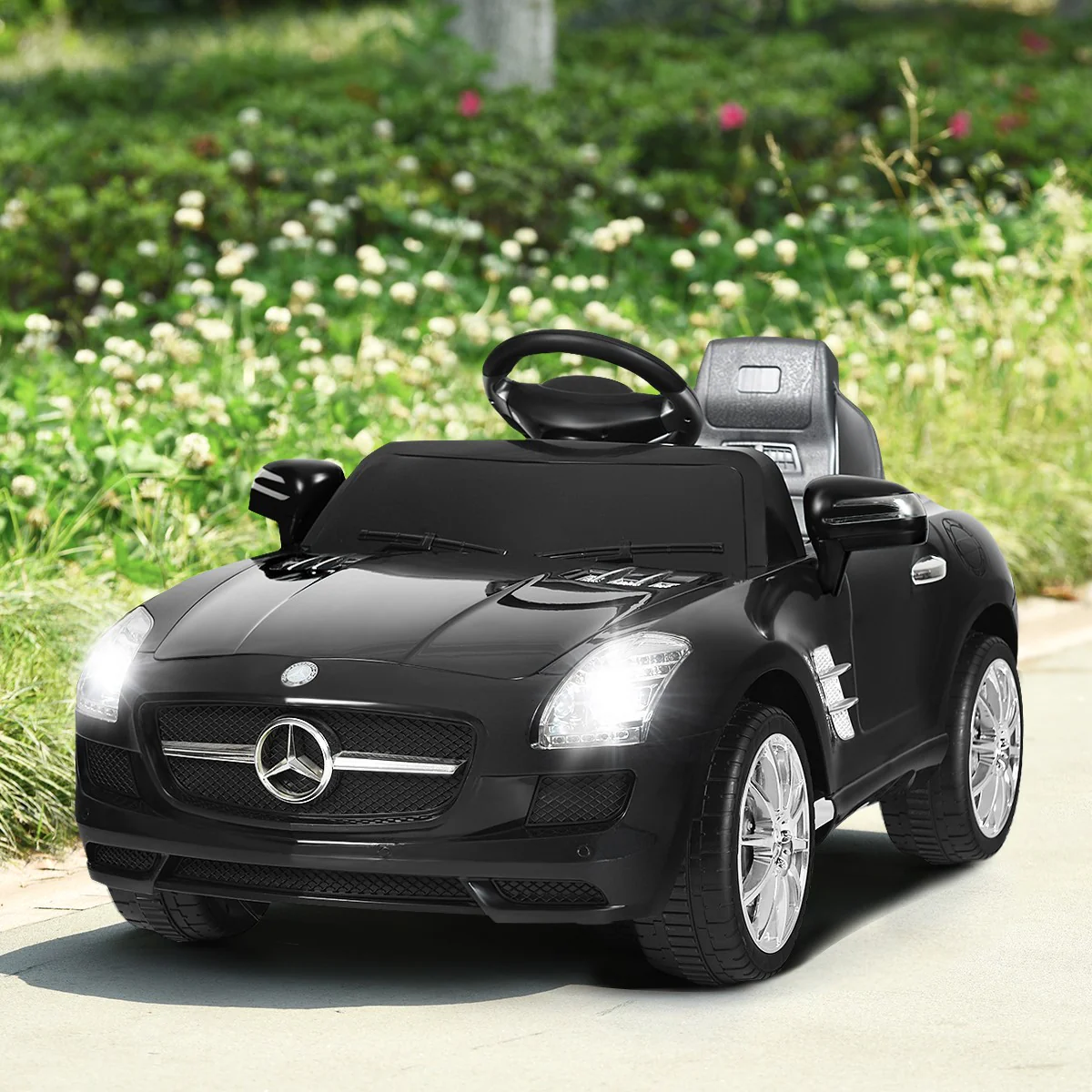 Electric Battery-Powered Kids Ride-On Car Remote Control Outdoor Toy Black - Image 7