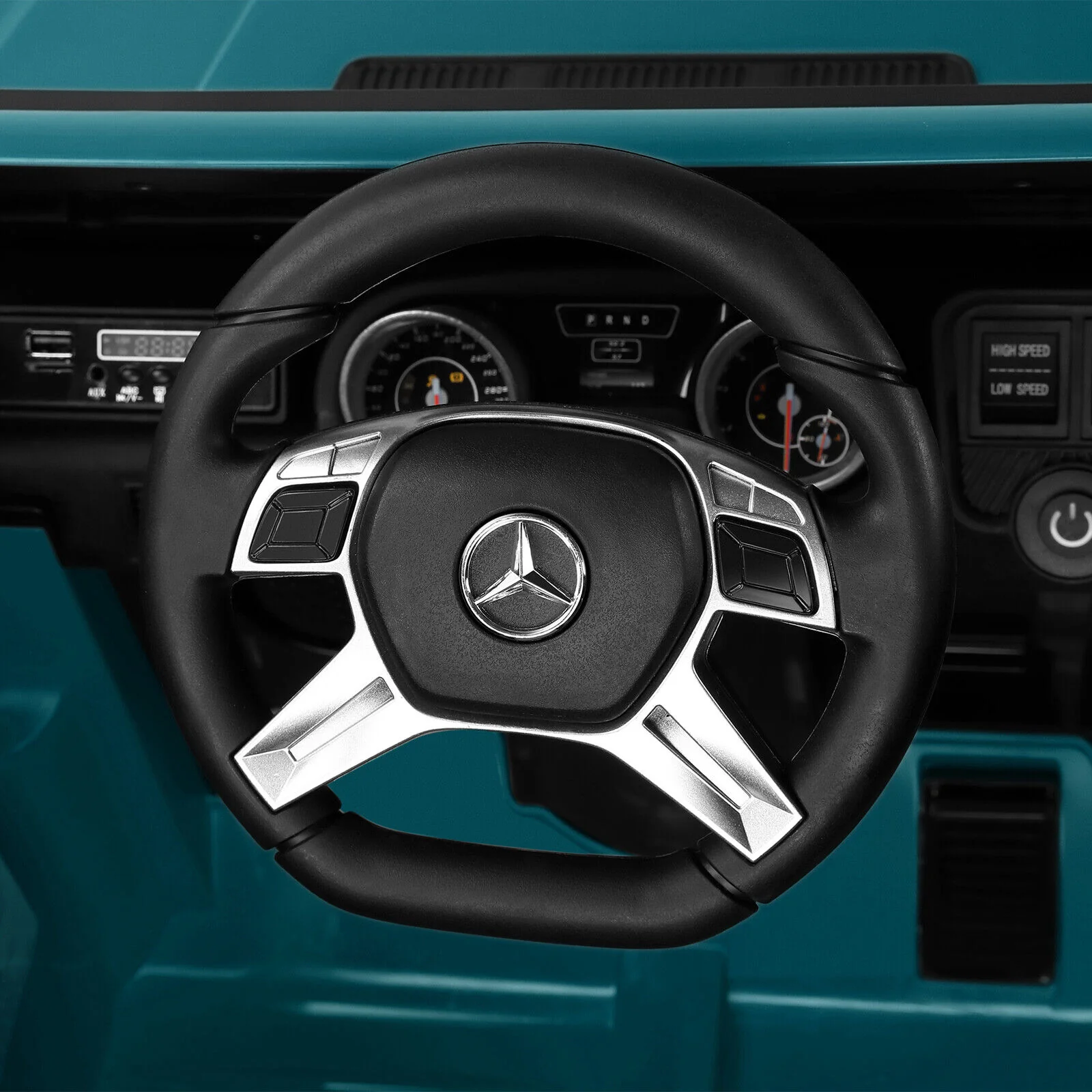 Mercedes-Benz Toy Truck Ride-On Car for Kids with LED Lights, Music, and Remote Control - 12V Blue Battery Powered - Image 15