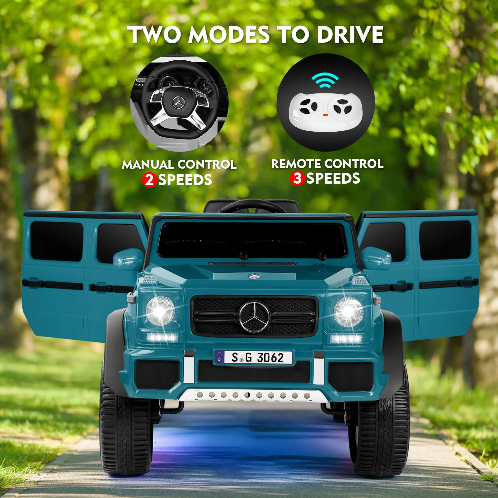 Mercedes-Benz Toy Truck Ride-On Car for Kids with LED Lights, Music, and Remote Control - 12V Blue Battery Powered - Image 7