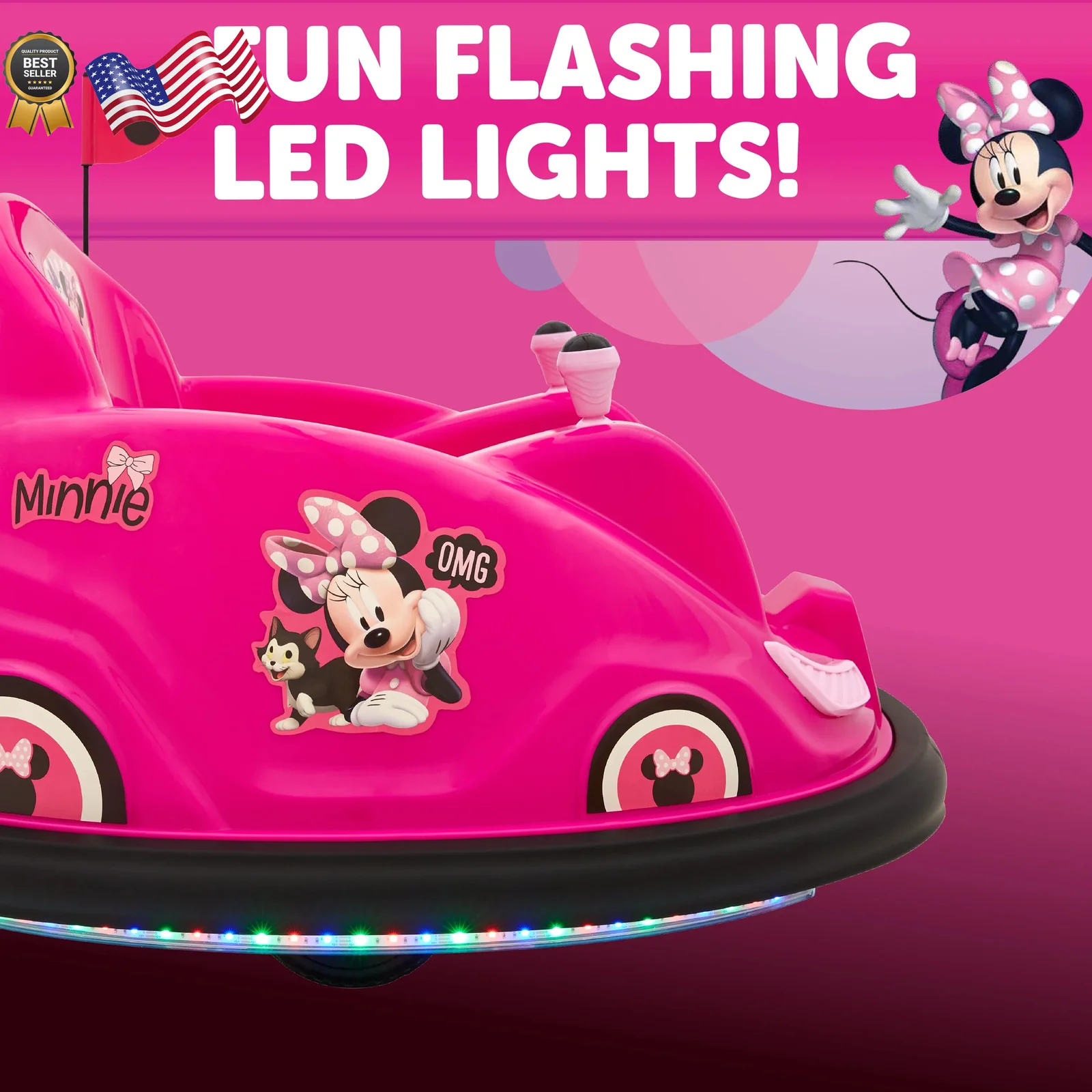 6V Minnie Ride-On Bumper Car Toy - Image 5