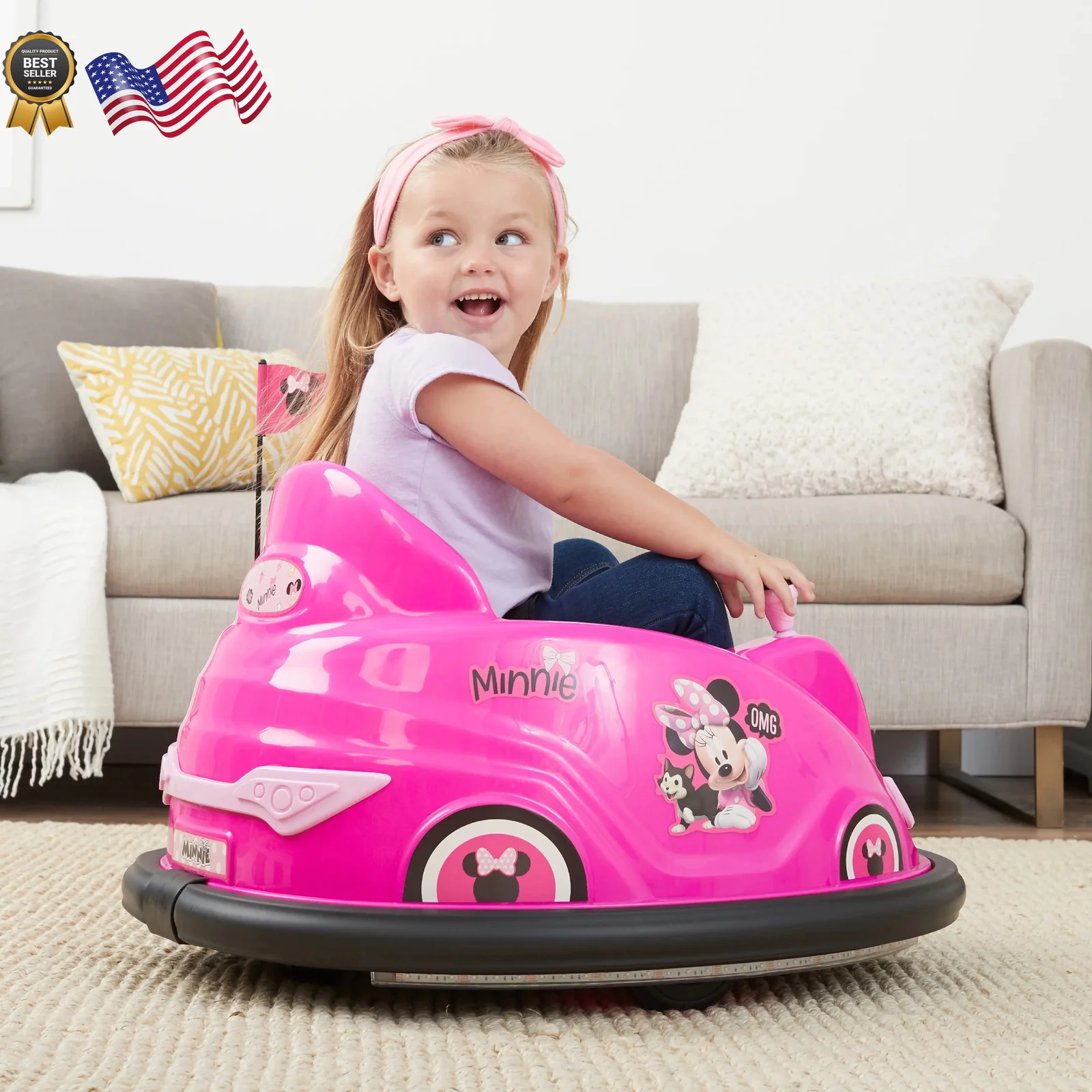 6V Minnie Ride-On Bumper Car Toy - Image 7