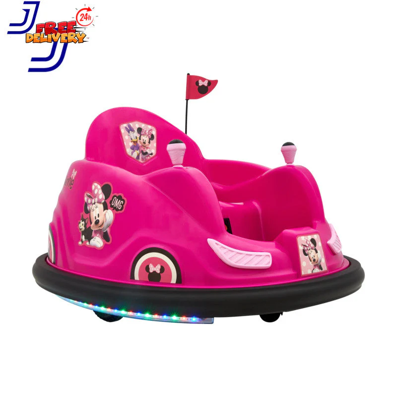 6V Electric Minnie Bumper Car Ride-On Toy for Kids up to 66 lbs