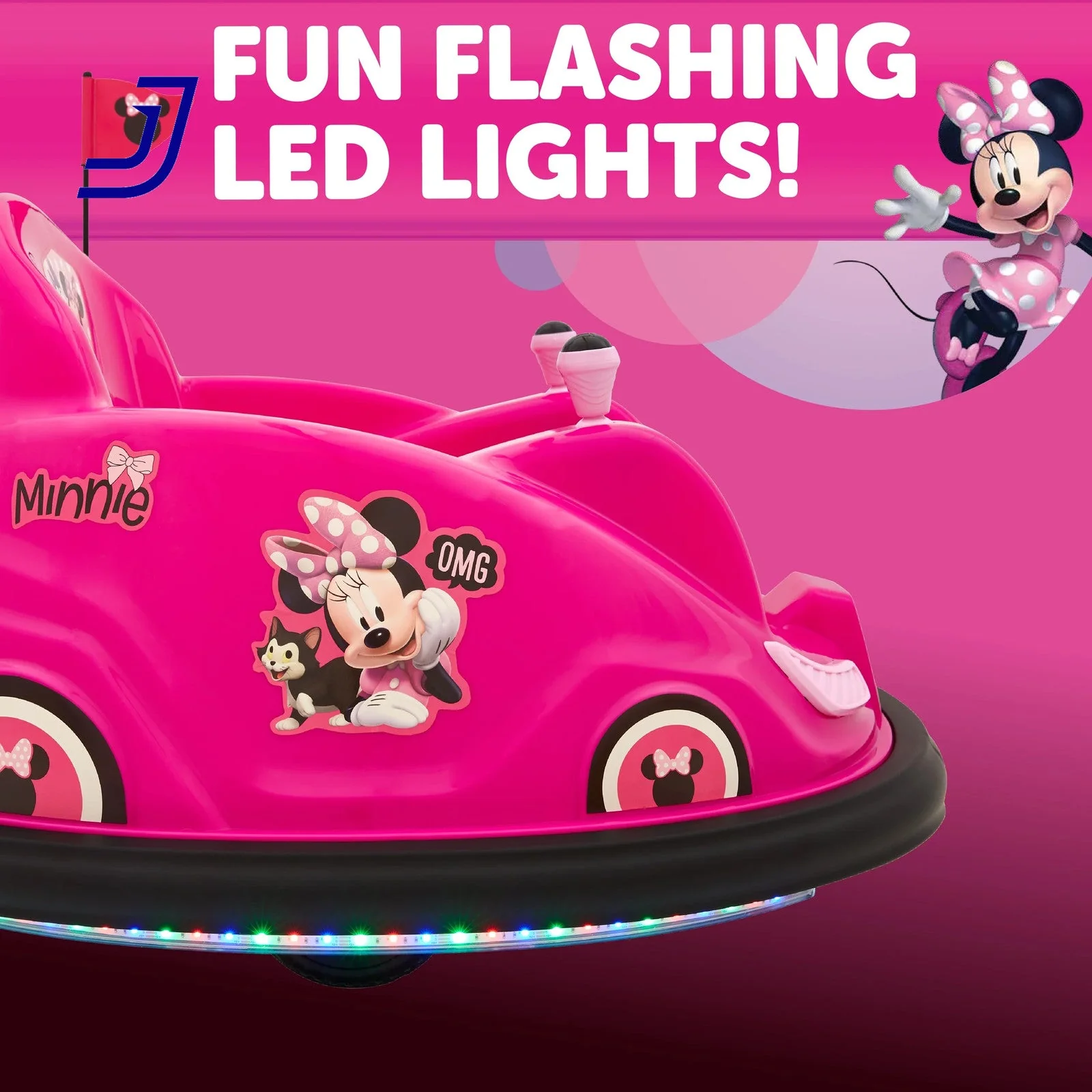 6V Electric Minnie Bumper Car Ride-On Toy for Kids up to 66 lbs - Image 5