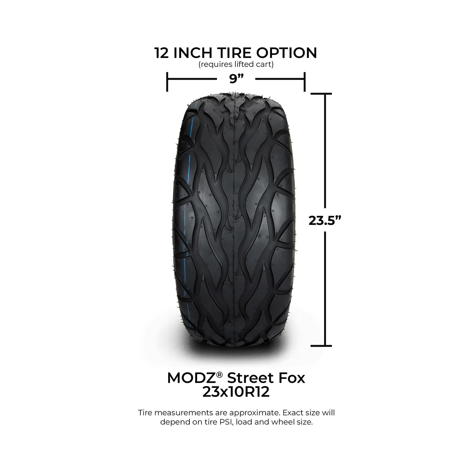 MODZ® Street Fox 23x10-R12 Radial Golf Cart Tire - Low Profile Design - Image 5