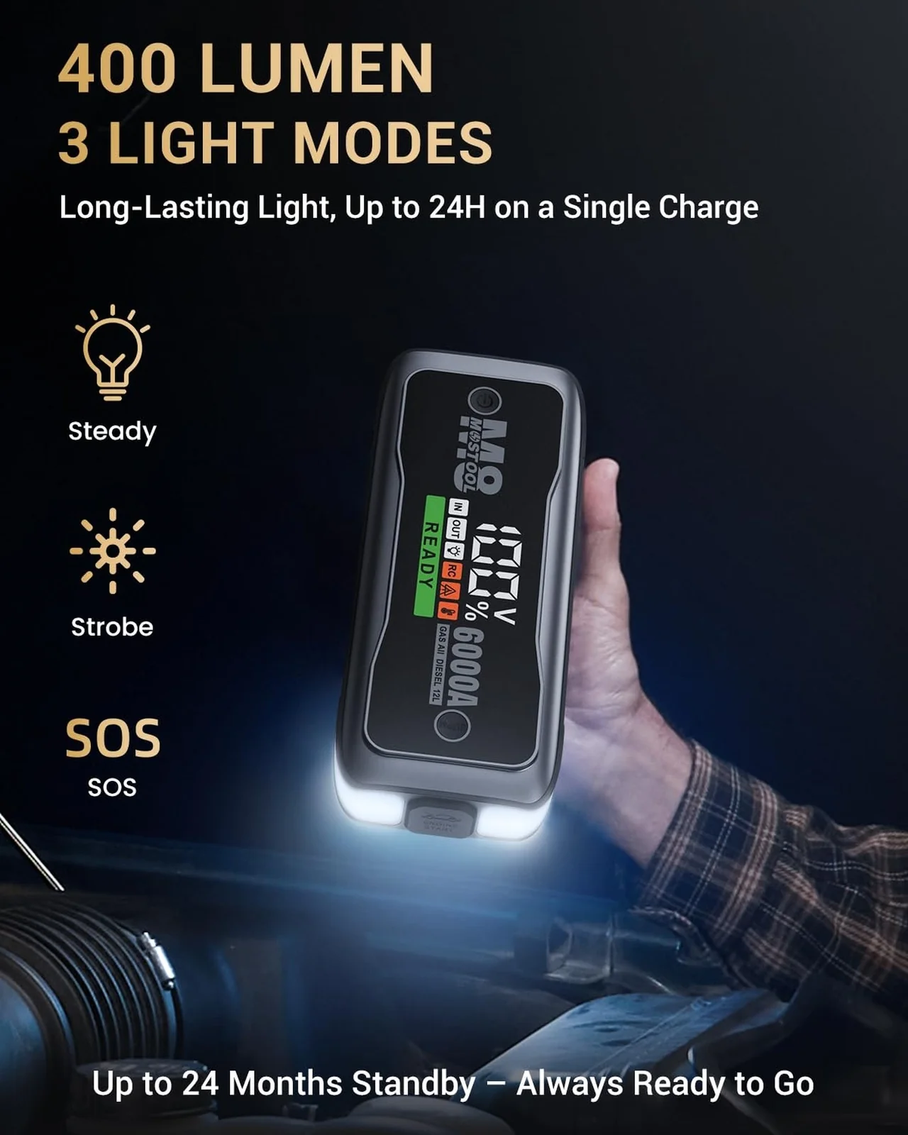 6000A Portable 12V Car Battery Jump Starter Auto Jumper Starter - Image 7