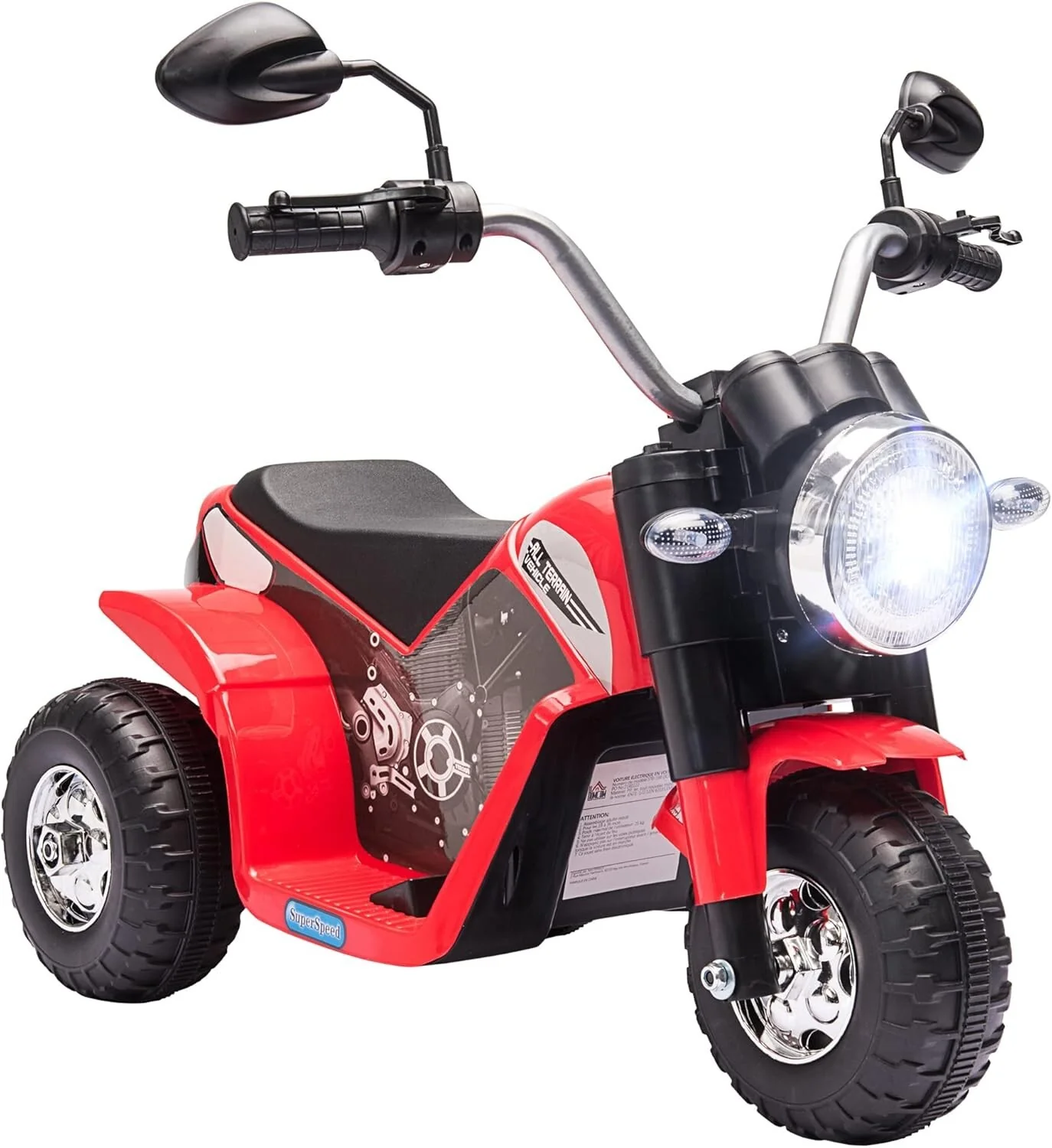 Motocicleta eléctrica para niños con batería 6V, 3 ruedas, música y luces