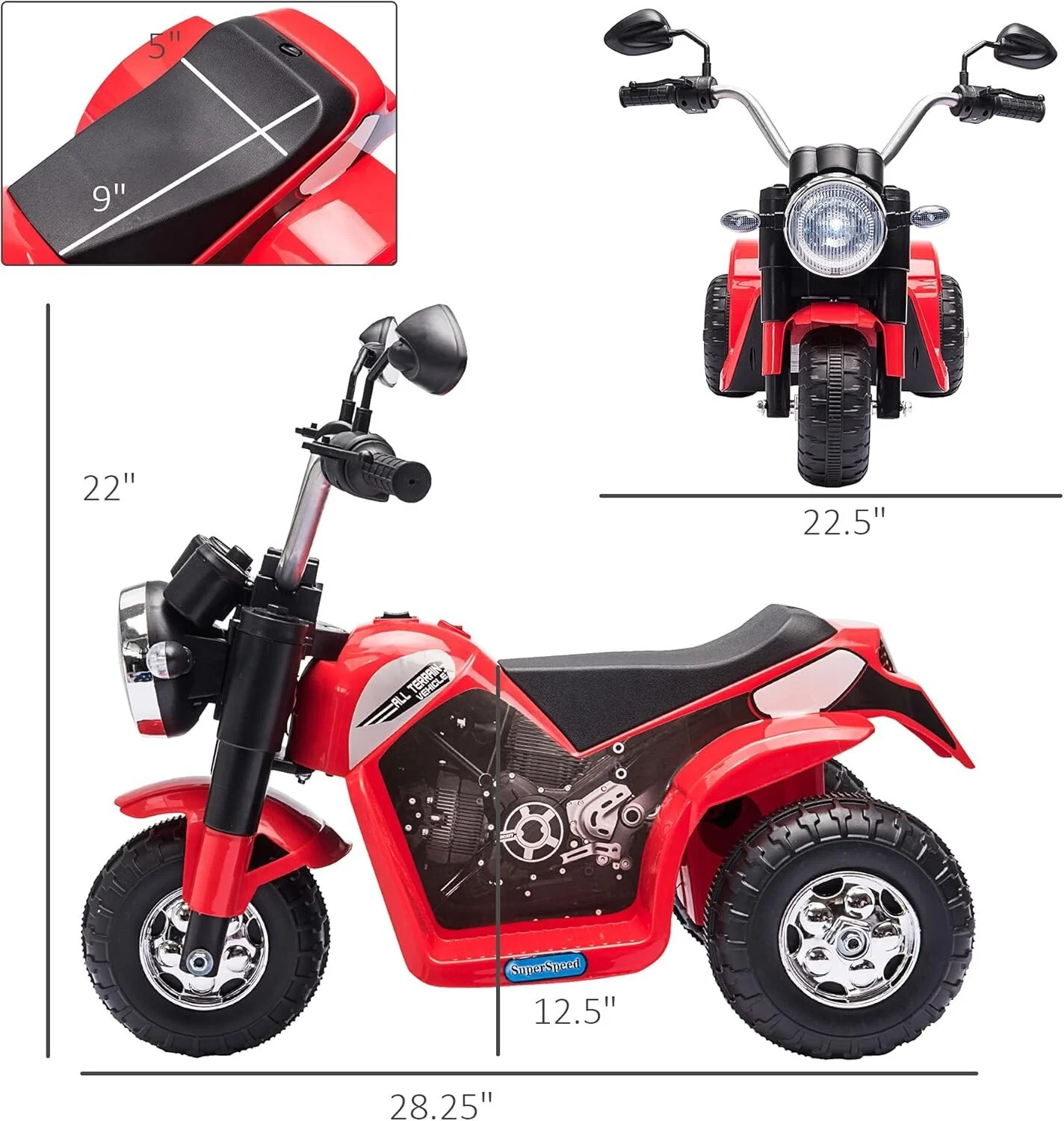 Motocicleta eléctrica para niños con batería 6V, 3 ruedas, música y luces - Image 5