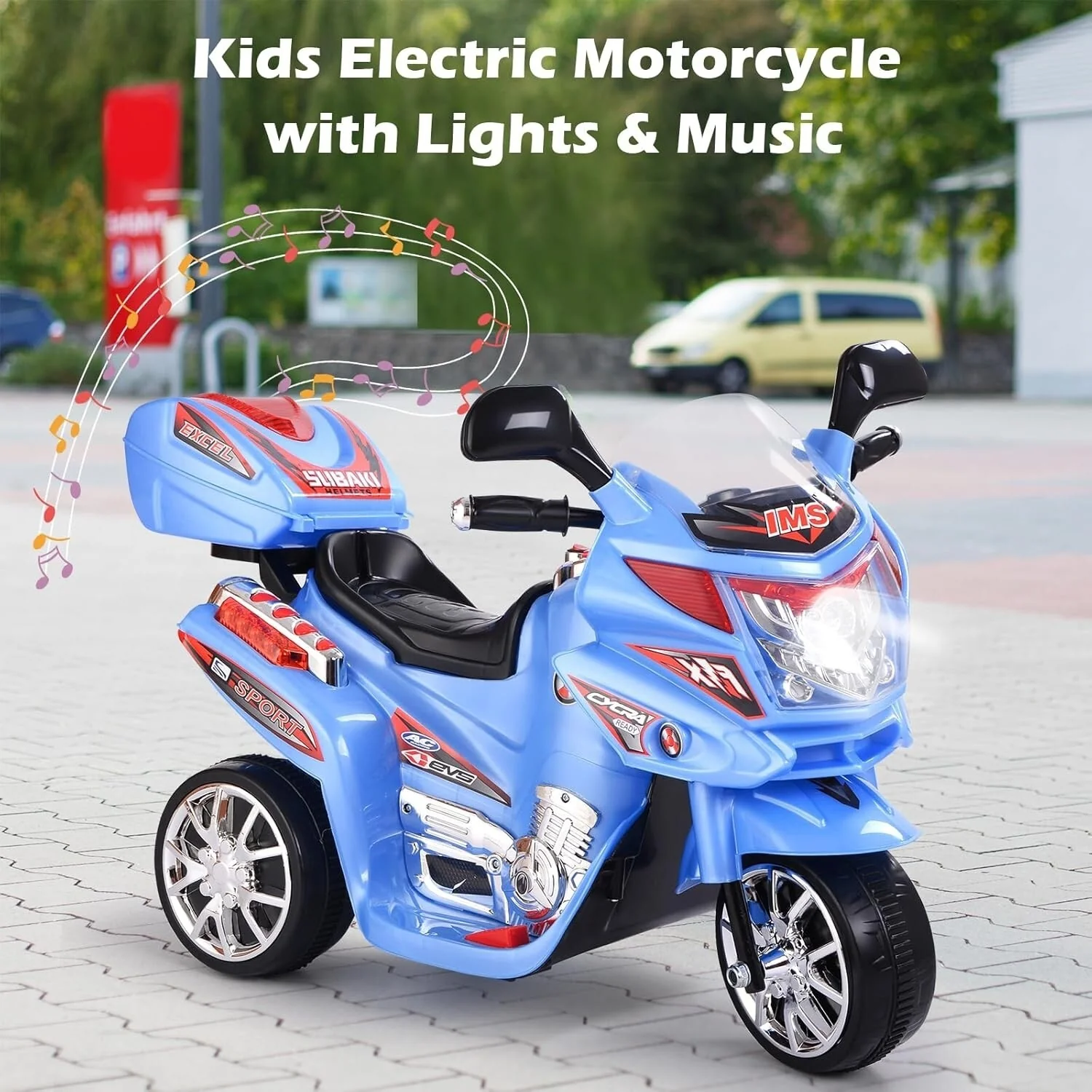 Motocicleta eléctrica de policía 6V para niños de 2 a 3 años con sirena y luces - Image 5