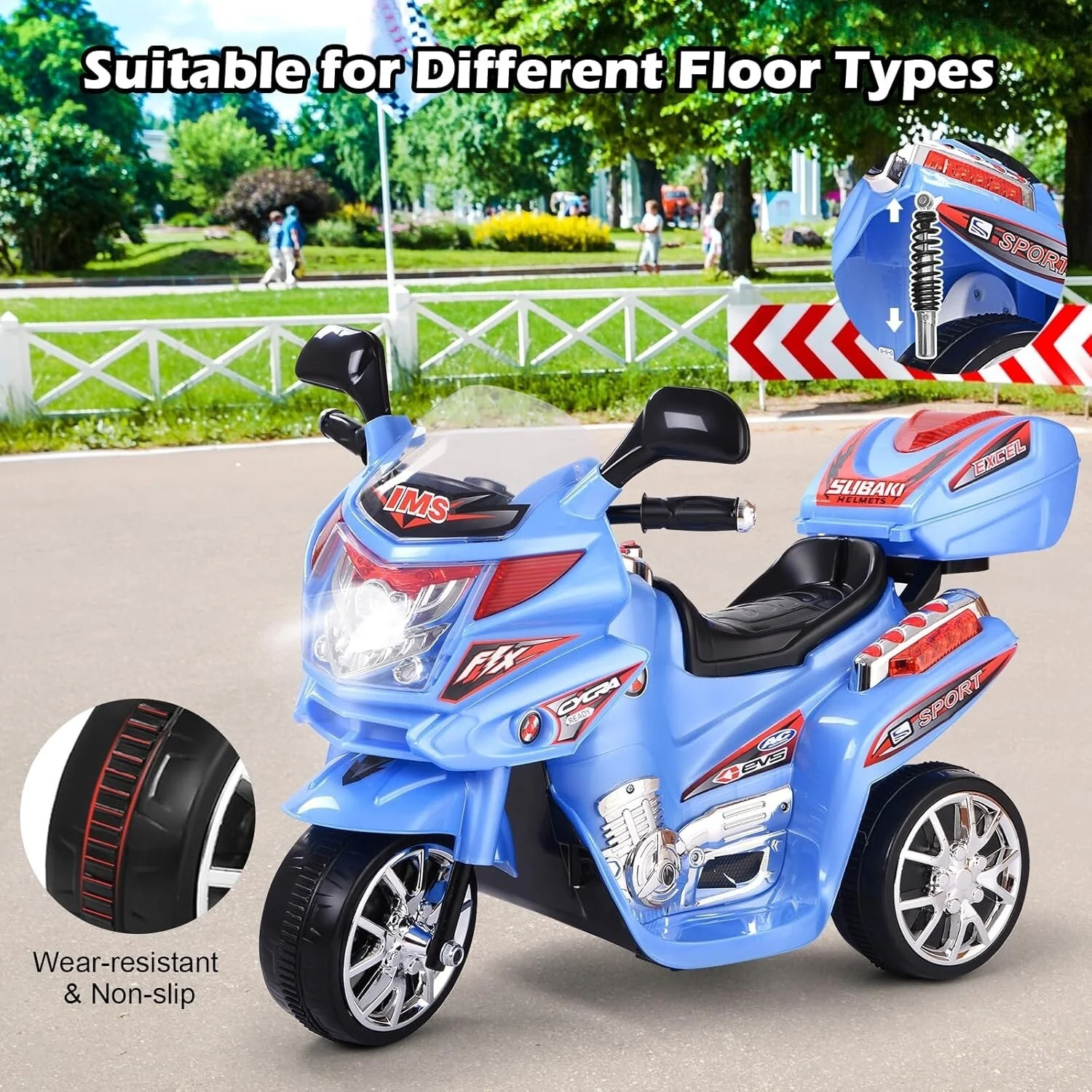 Motocicleta eléctrica de policía 6V para niños de 2 a 3 años con sirena y luces - Image 7