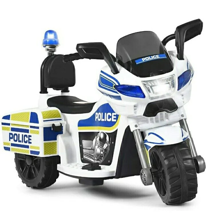 Motocicleta Eléctrica de 3 Ruedas para Niños y Niñas con Diseño de Policía para Montar en Bicicleta - Image 8